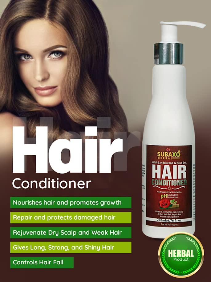 SUBAXO Herbal Hair Oil & Conditioner Set (200ml Each) - Natural Hair Growth Treatment for Dry, Damaged Hair - Perfect for Daily Hair Care & Scalp Nourishment