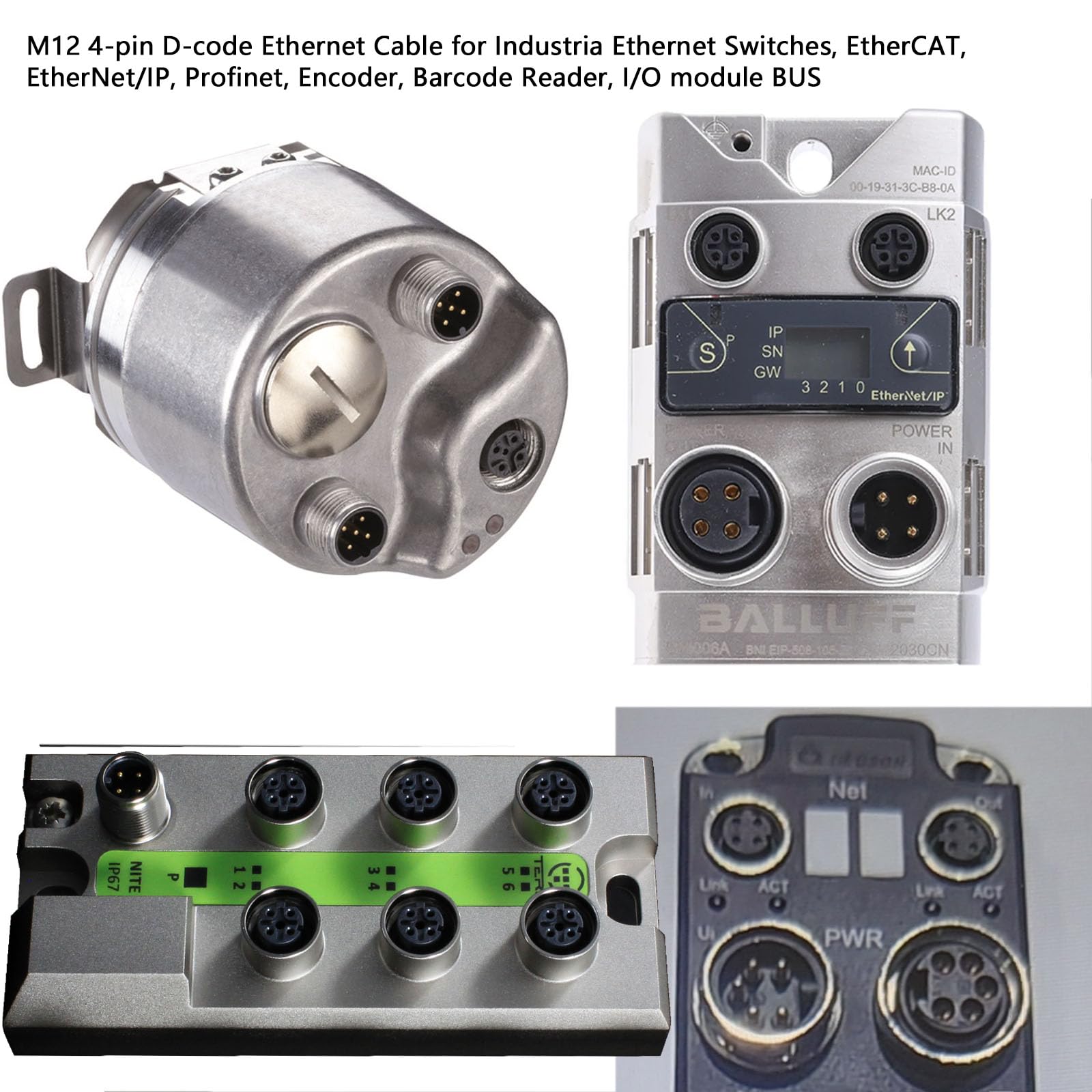 **M12 4 Pin D-Coded to RJ45 CAT5e Ethernet Cable - 20m for Datalogic Scanners (Matrix 120, 210N, 300N, 410N, 450, DS2100N, DS2400N, DS5110) & Vision Systems, Profinet Network, Power Sensors, Industrial Cameras - Durable & High-Speed Connectivity**    *(Perfect for factory automation, industrial networking, barcode scanning, and machine vision applications.)*