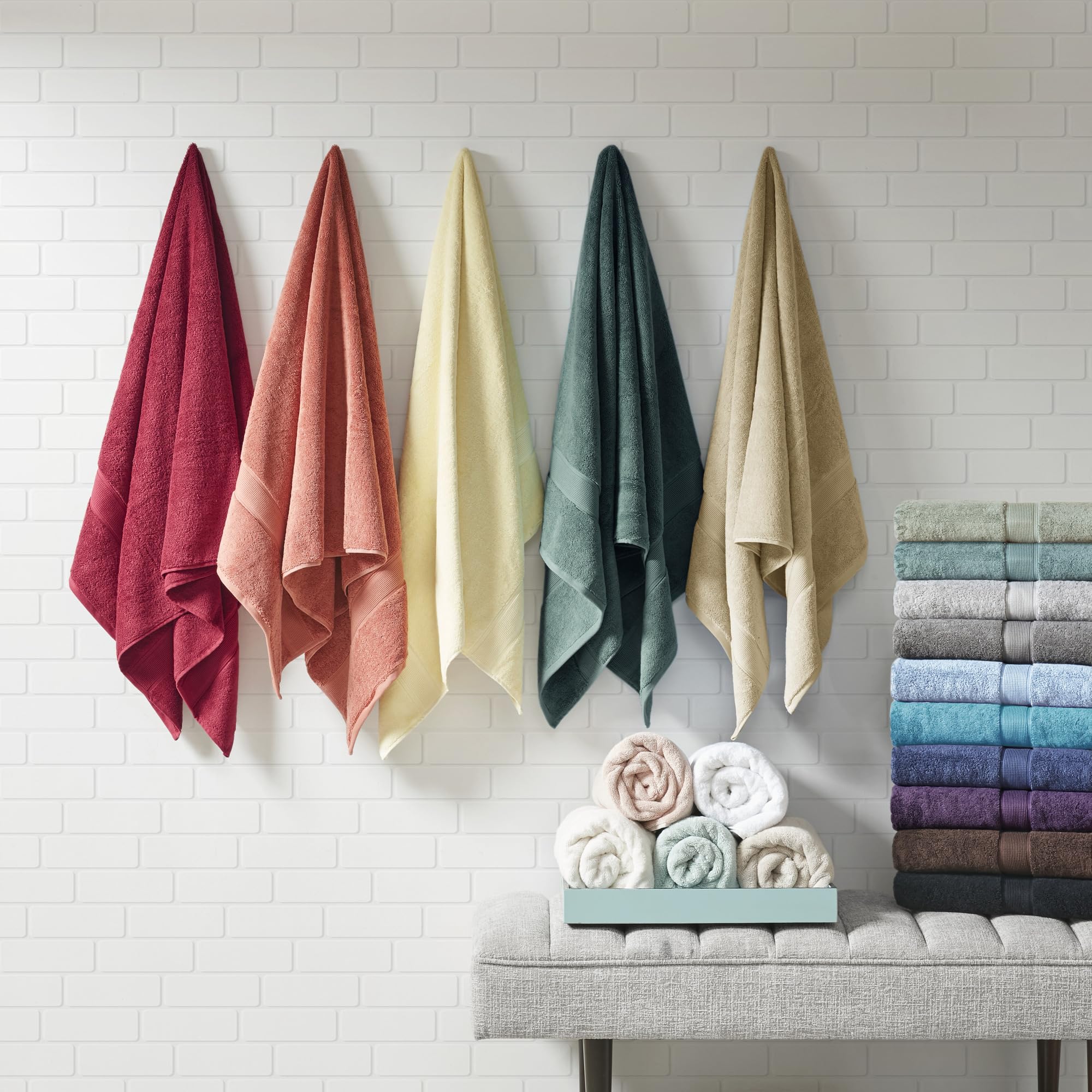 Madison Park Signature 800GSM 100% Cotton Bath Towel Set of 8 (2 Bath Towels, 2 Hand Towels, 4 Washcloths) - Ultra Absorbent, Quick Dry, Spa Quality Luxury Towels for Bathroom, Hotel & Home Use
