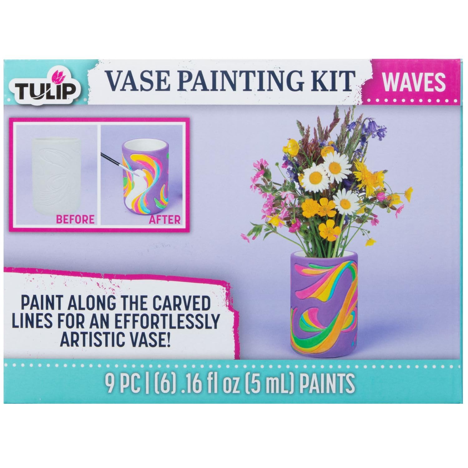 Tulip Vase DIY Craft Kit for Adults - All-in-One Set with Rainbow Paints & Brush | Non-Toxic, Easy to Use | Perfect for Home Decor, Gift Making & Relaxation