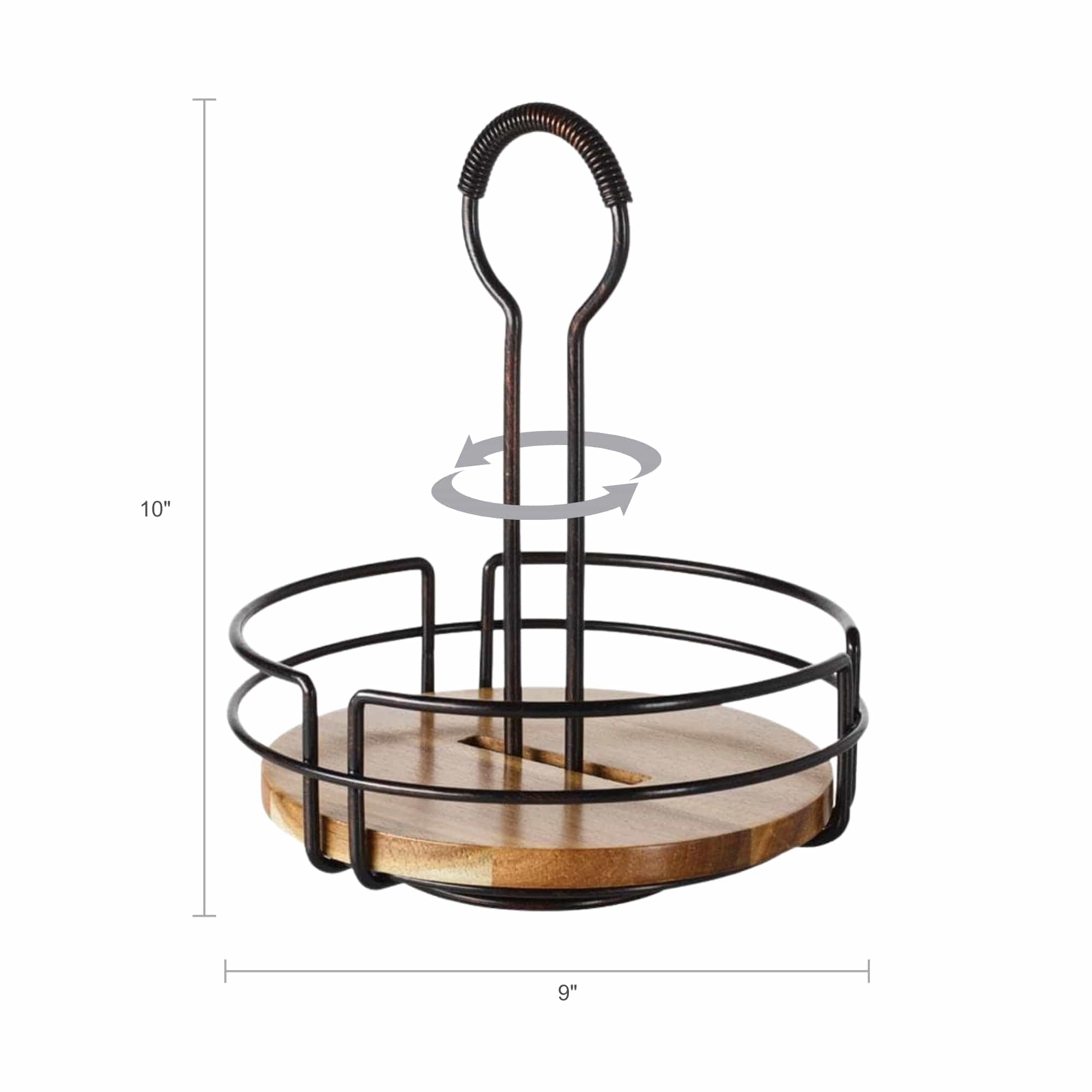 Hanover Rotating Condiment Caddy - 360° Spinning Spice Organizer for Kitchen Countertop | Perfect for Salt, Pepper, Oil & Vinegar | Space-Saving Tabletop Storage Solution