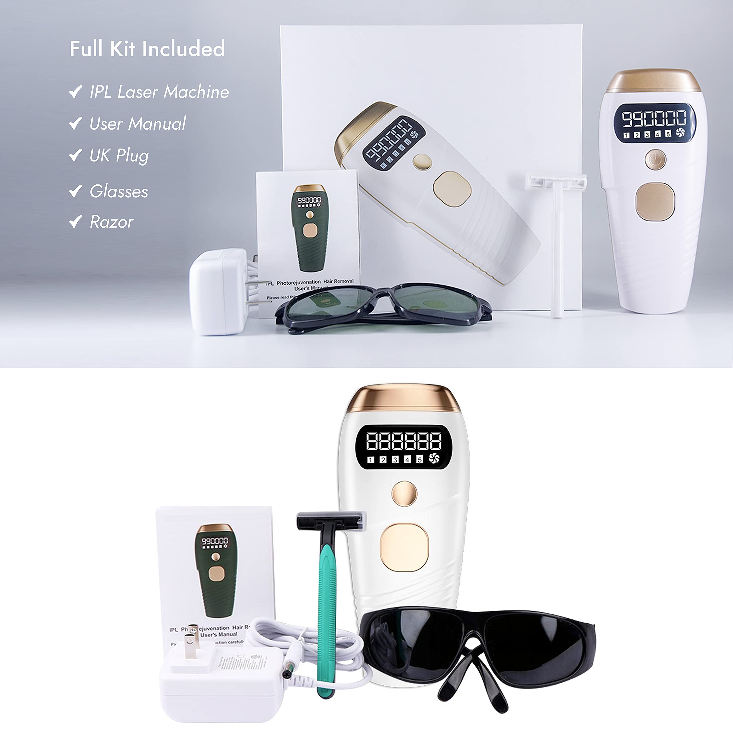 IPL Hair Removal Device for Women & Men - Permanent Laser Hair Remover for Sensitive Skin - At-Home Hair Removal System for Face, Legs, Armpits & Bikini Line - Painless & Effective Hair Reduction Treatment