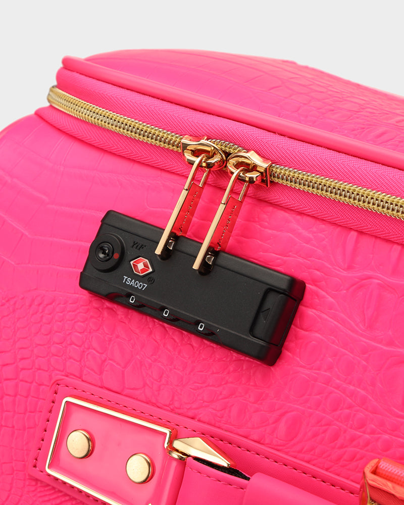 Apollo 2-Piece Suitcase Set in Vibrant Neon Pink - Perfect for Travel, Vacations & Business Trips