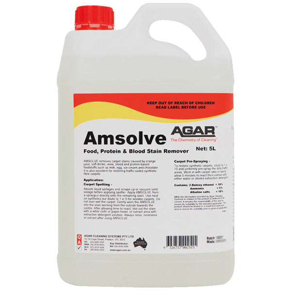 Agar Amsolve Food, Protein & Blood Stain Remover - Powerful Enzyme Cleaner for Laundry, Kitchen & Medical Stains | Ideal for Clothes, Carpets & Healthcare Use