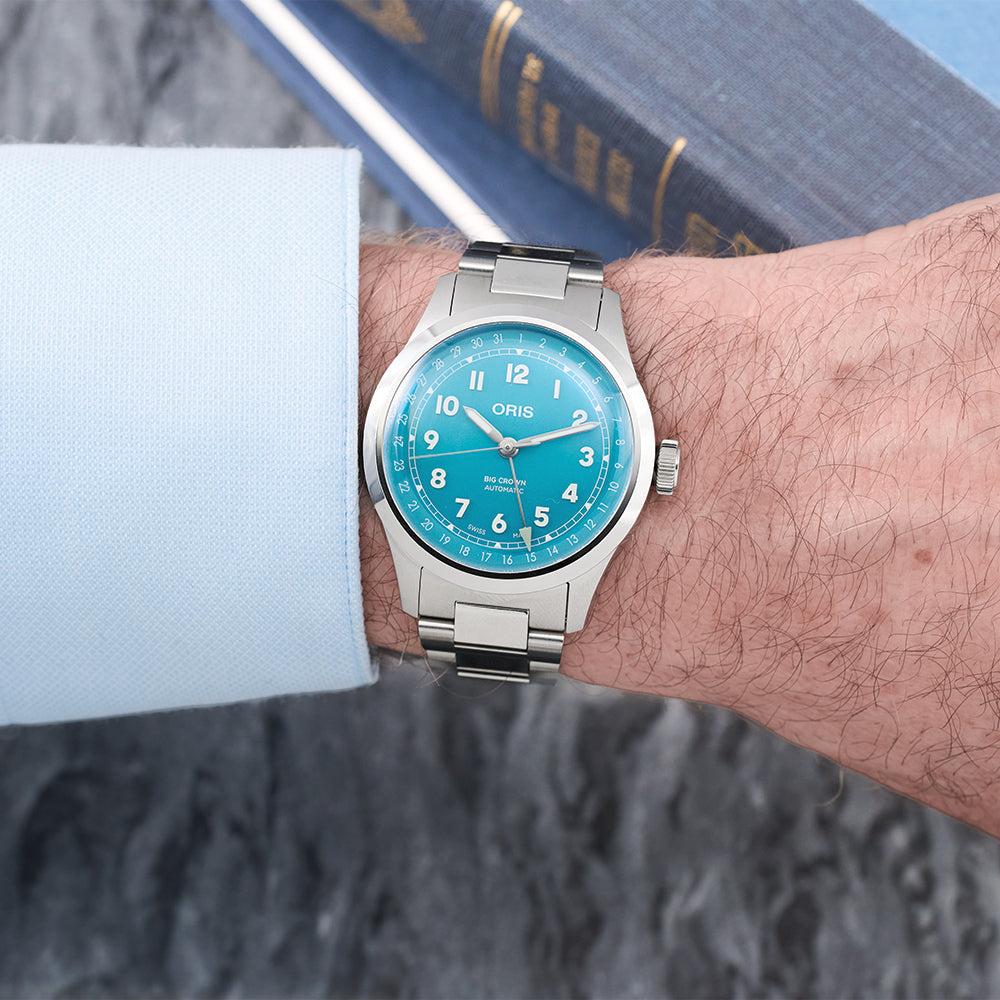 Big Crown Pointer Date 40mm Blue Dial Stainless Steel Bracelet Watch - Perfect for Business, Casual & Outdoor Activities