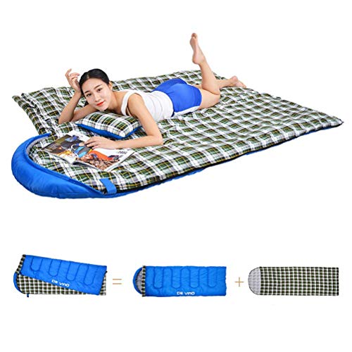 3 Season Flannel Lining Sleeping Bag for Adults - Extra Long Warm Envelope Design for Camping, Hiking & Indoor/Outdoor Use | Perfect for Festivals, Backpacking and Family Sleepovers