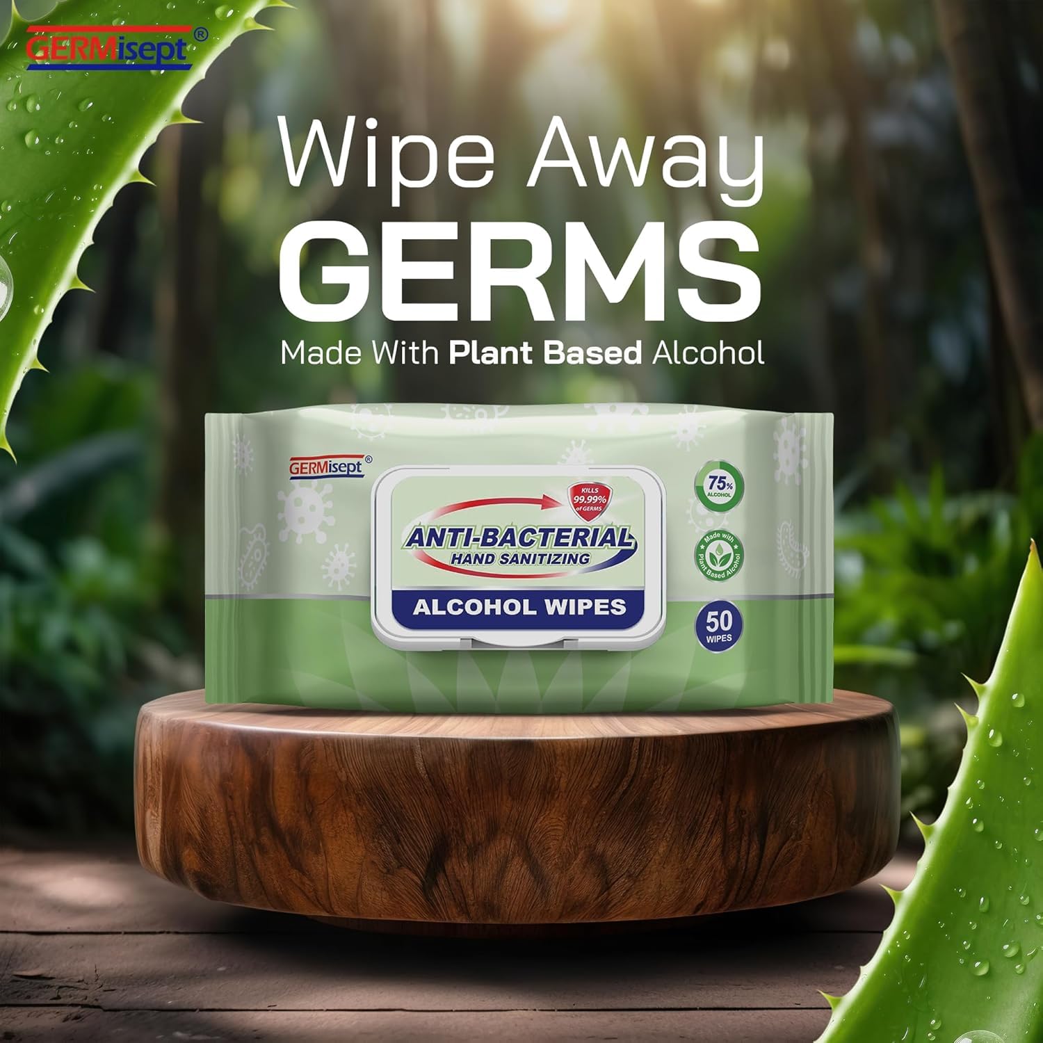 Premium 75% Alcohol Antiseptic Hand Sanitizer Wipes - 1200 Count (50 Wipes x 24 Packs) | Kills 99.9% Germs | For Home, Office, Travel & On-The-Go Hygiene