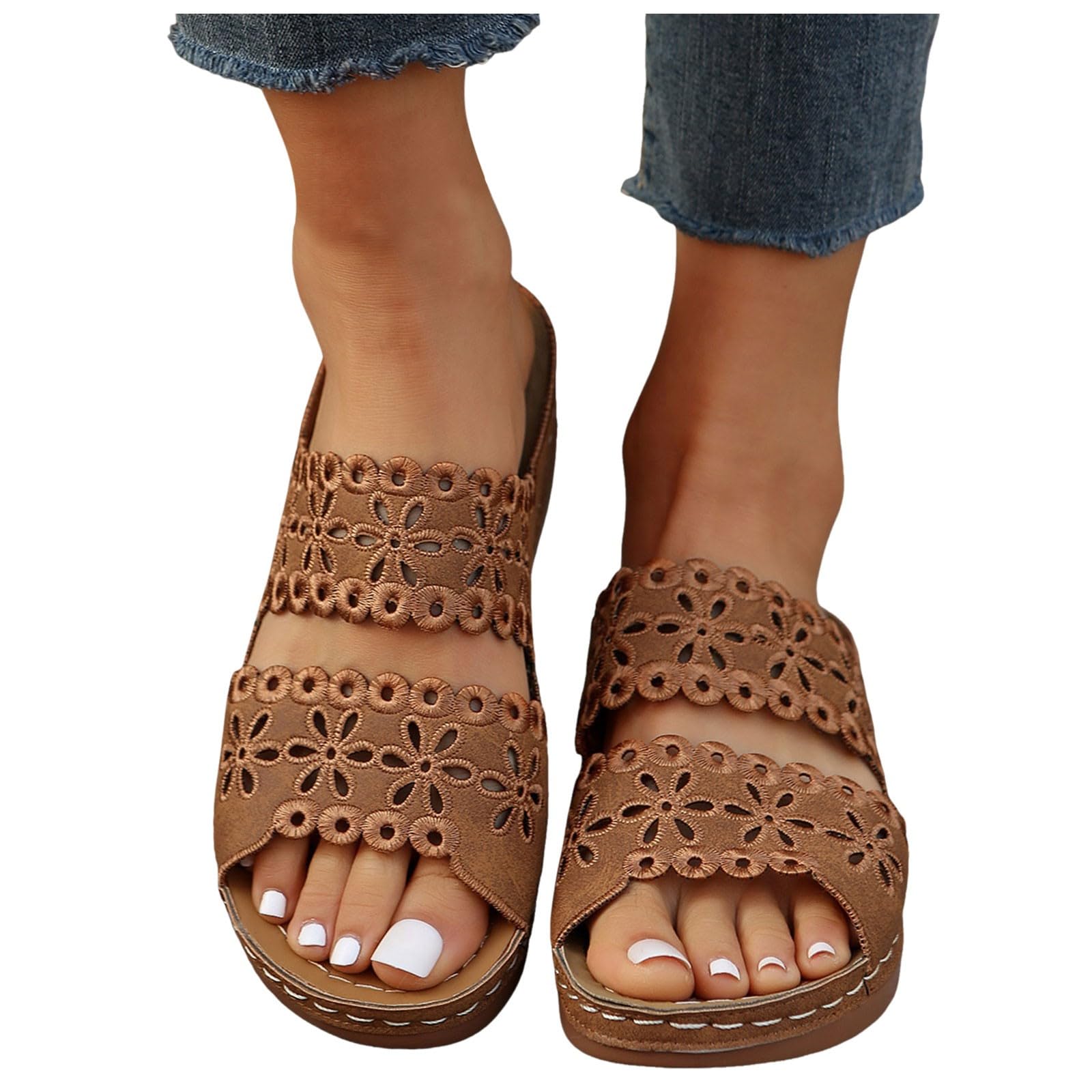 **2024 Women's Orthopedic Sandals with Arch Support – Comfortable Ankle Strap Dressy Walking Sandals, Open Toe Platform Wedge for Beach, Travel & Casual Wear**