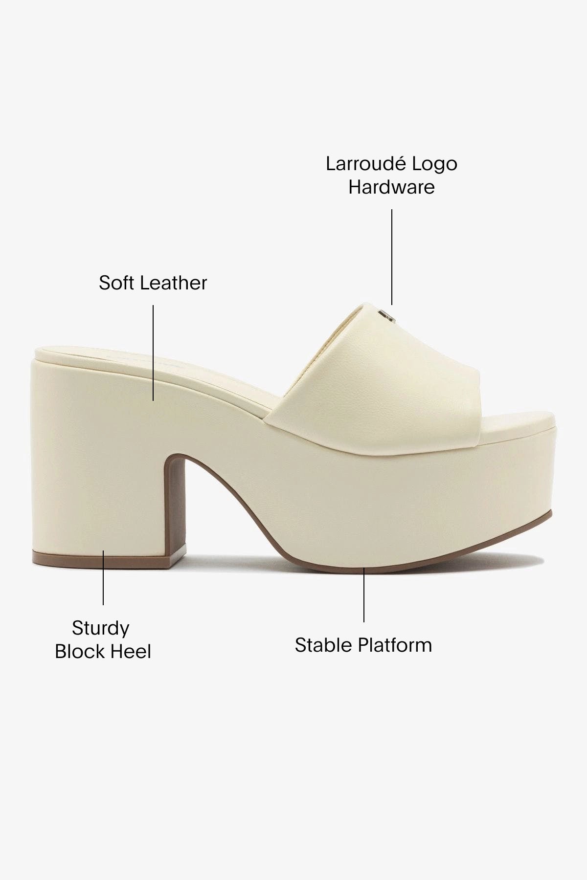 Ivory Leather Miso Platform Mule Shoes - Comfortable Women's Slip-On Loafers for Casual Wear & Office Outfits