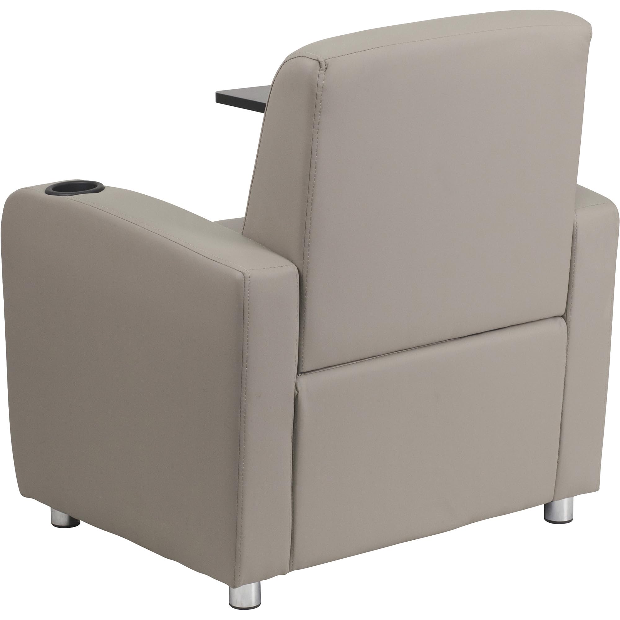 Flash Furniture George LeatherSoft Guest Chair with Tablet Arm & Cup Holder - Ergonomic Office Chair for Waiting Rooms, Reception Areas & Conference Rooms - Comfortable Gray Upholstered Chair for Professionals & Visitors