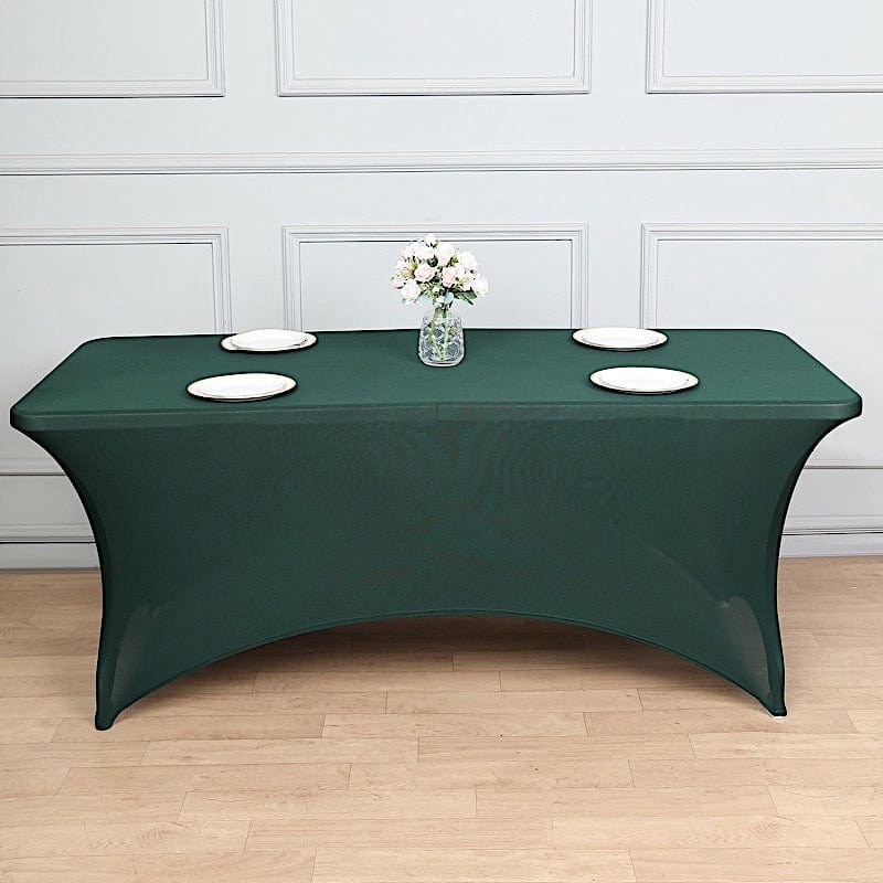 6 ft Stretch Spandex Tablecloth - 72 x 30 Inches Rectangular Fitted Table Cover for Banquet, Wedding & Party Decorations