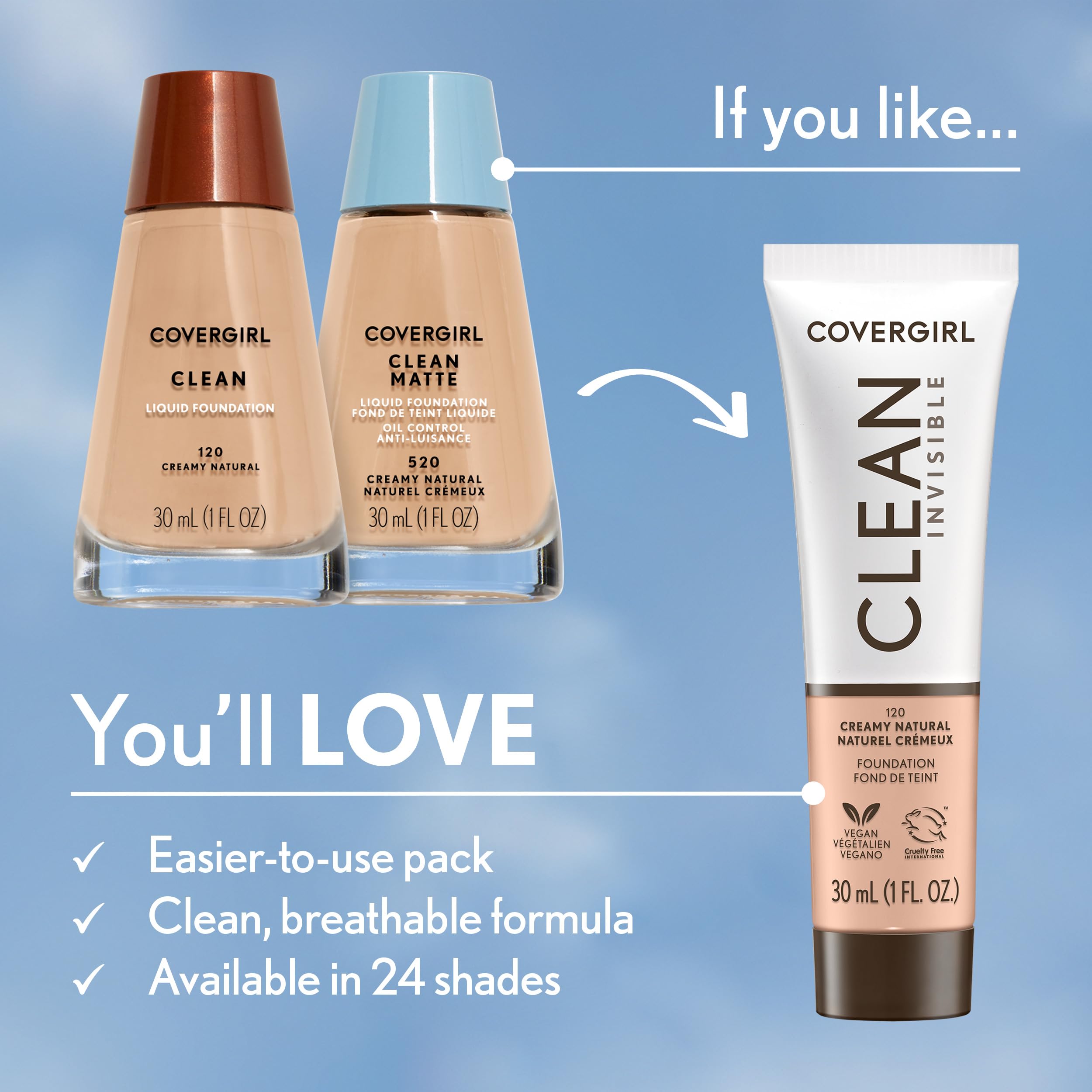 COVERGIRL Clean Makeup Foundation - Tawny 165 (1 oz) - Oil-Free, Lightweight Liquid Foundation for Natural Coverage | Perfect for Everyday Wear & Photo Shoots
