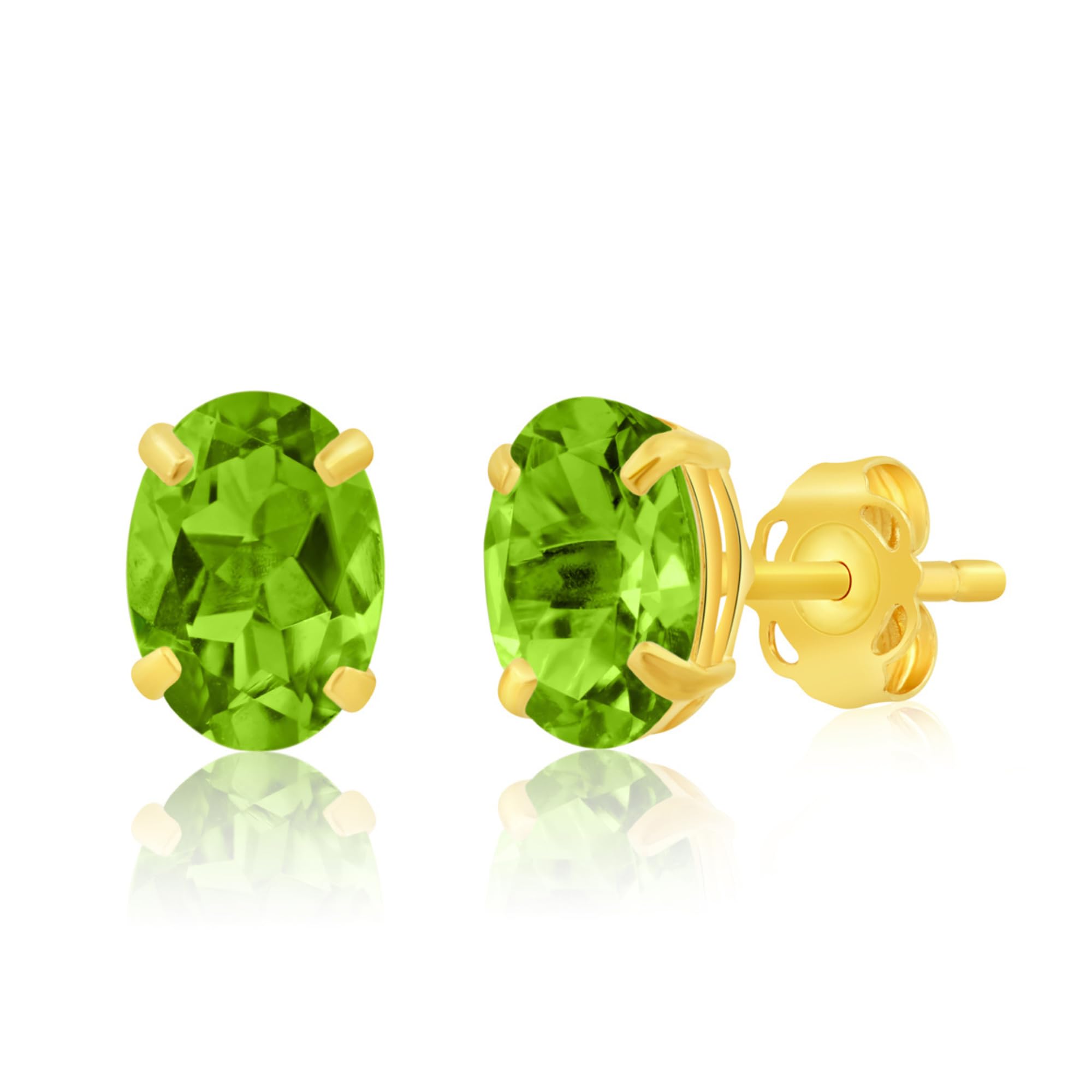 14K Gold Oval Stud Earrings for Women - 7x5mm Gemstone Birthstone Earrings with Push Backs | Hypoallergenic Real 14 Karat Gold Stud Earrings | Perfect Gift for Birthday, Anniversary & Everyday Wear by MAX + STONE
