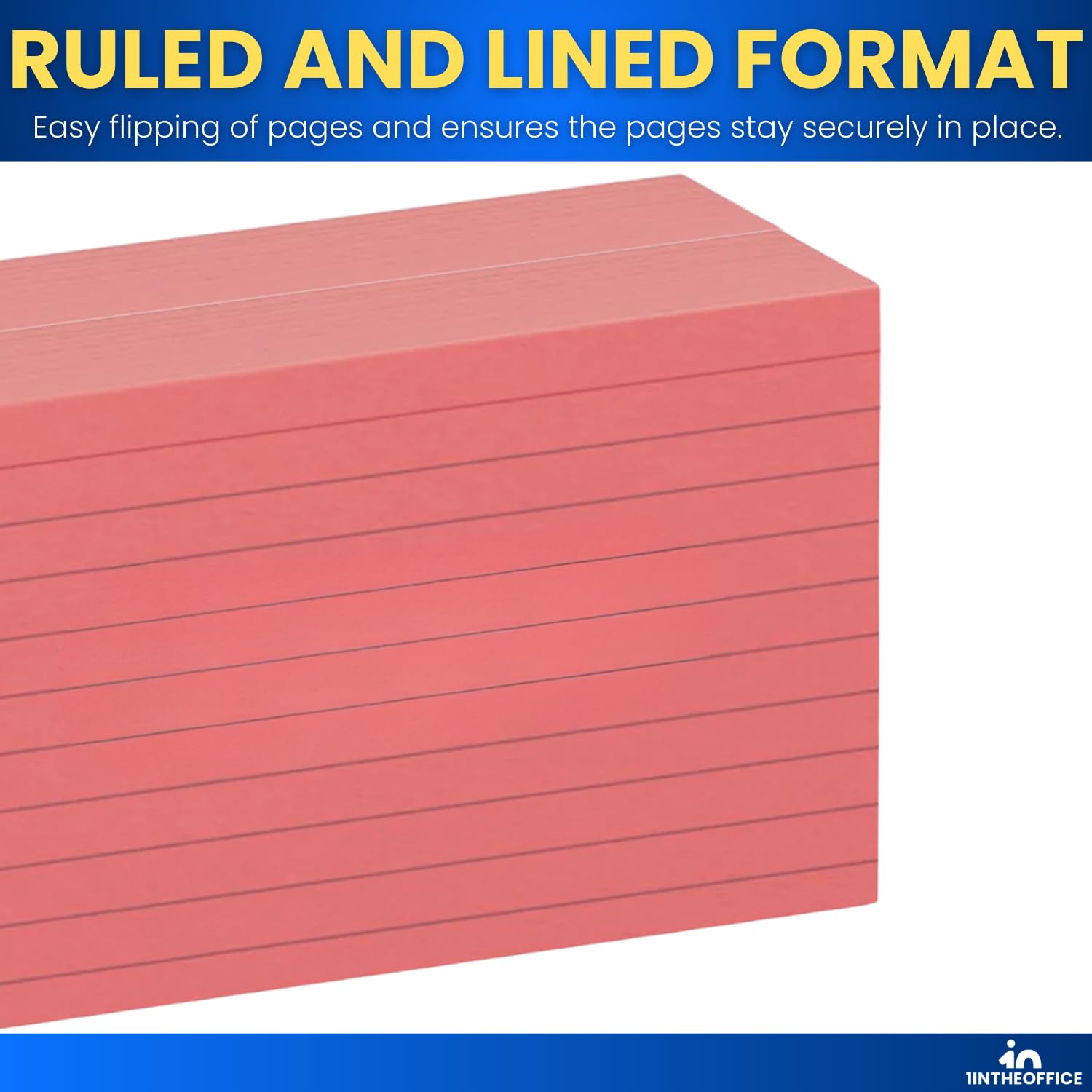 1InTheOffice 3x5 Index Cards - 400 Pack, Colored & Lined Note Cards in Red - Perfect for Study Notes, Office Organization, and Flash Cards