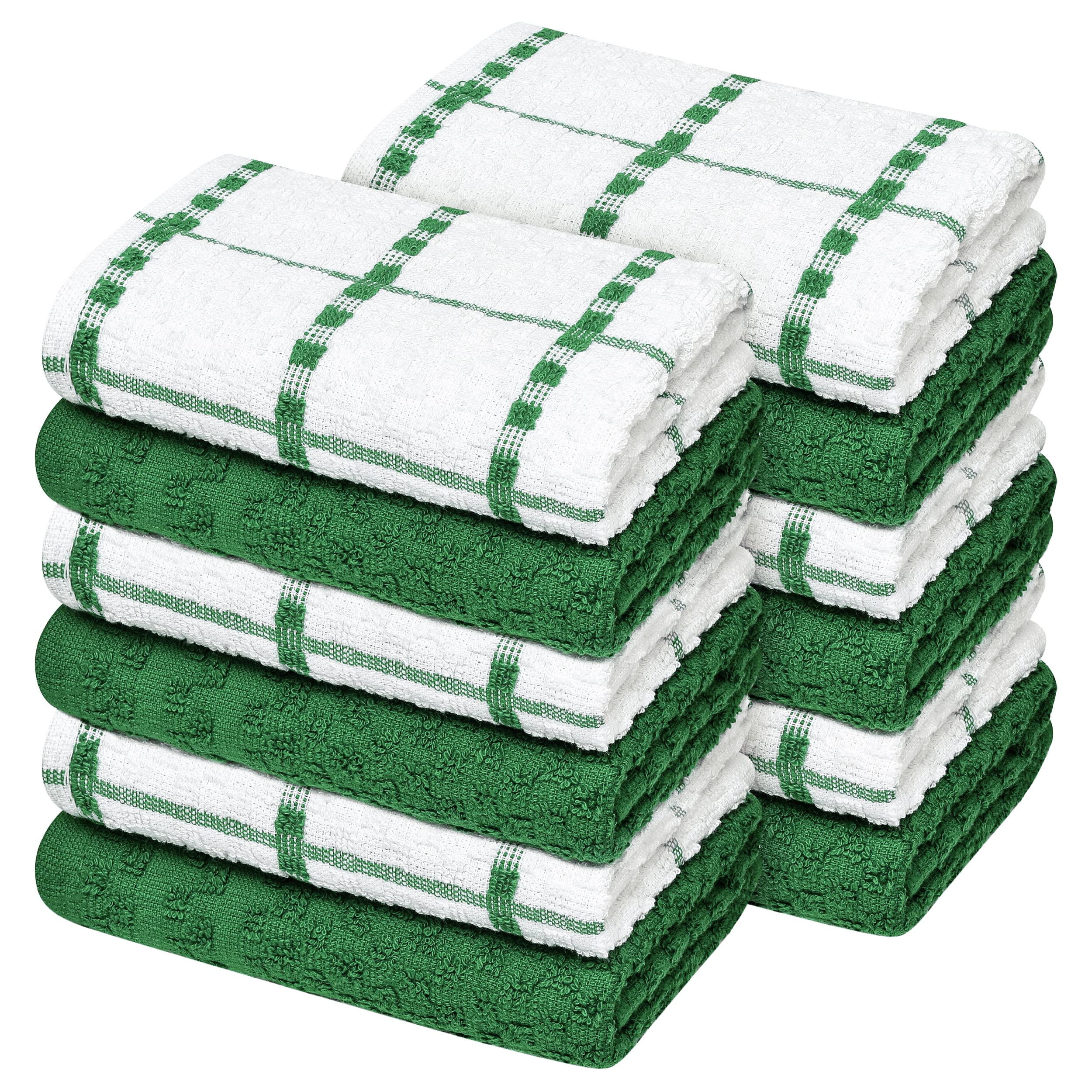 **Oakias Premium Cotton Terry Dish Cloths (12 Pack, 12 x 12 Inches) – Super Absorbent & Quick Drying Kitchen Towels – 310 GSM Dobby Weave – Eco-Friendly for Dishes, Countertops & Cleaning – Ideal for Home, Restaurant & RV Use**