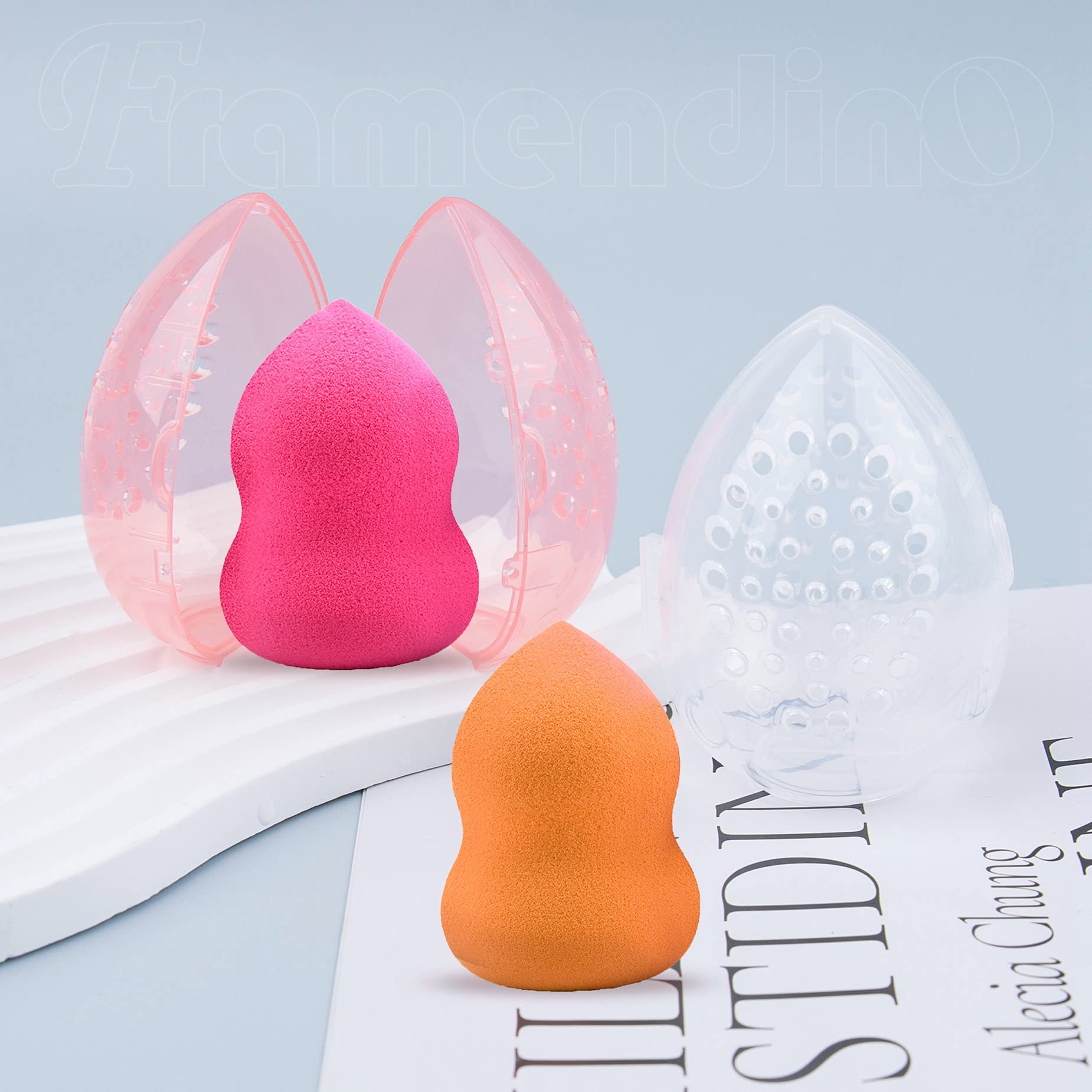 4 Pack Breathable Beauty Blender Sponge Holder - Clear Pink Makeup Storage Case for Travel & Home Organization | Keep Makeup Tools Clean & Dry