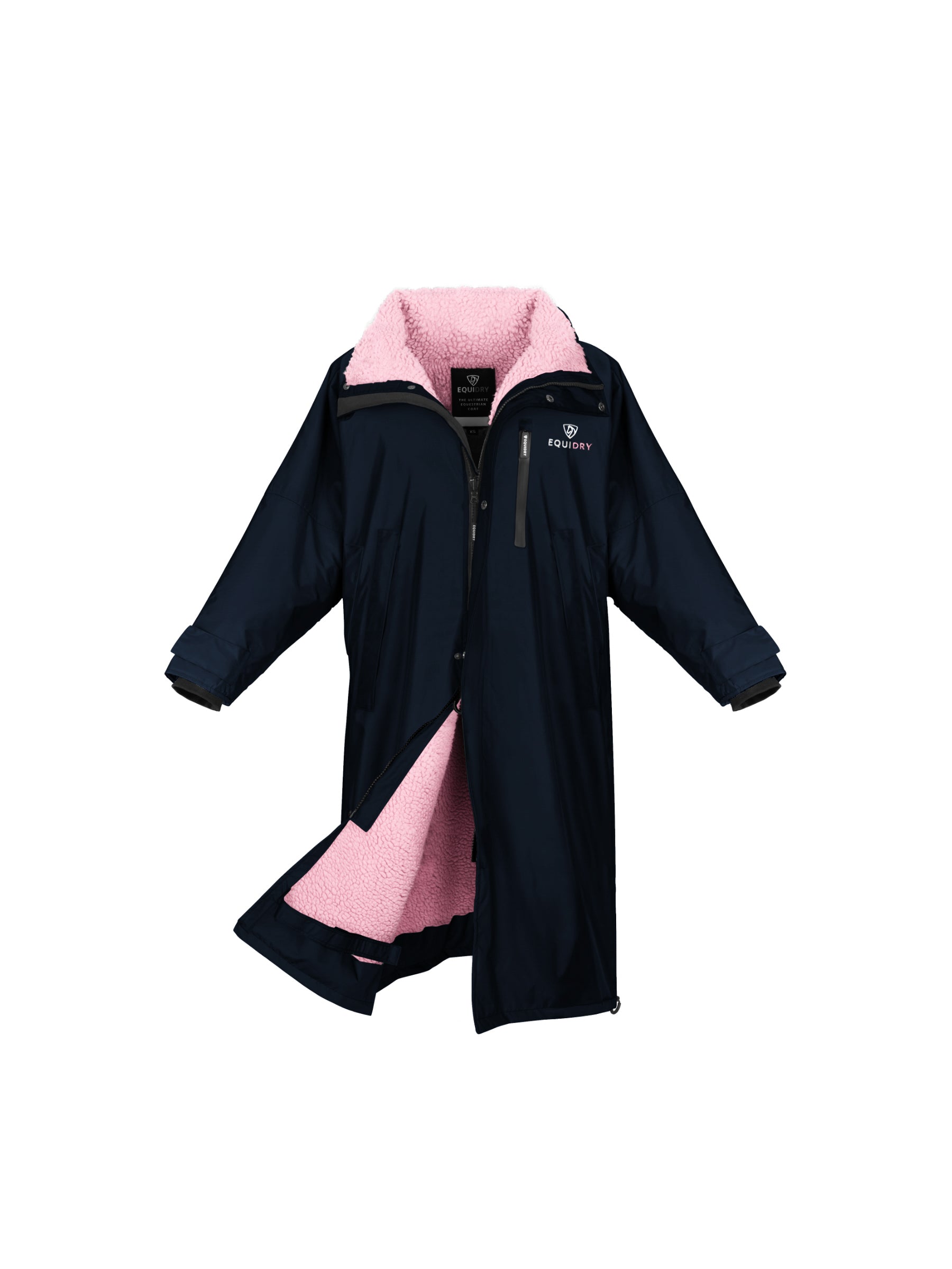 Evolution Women's Thick Fleece Jacket with Stowaway Hood - Navy & Pale Pink | Cozy Winter Outerwear for Hiking, Camping & Outdoor Activities