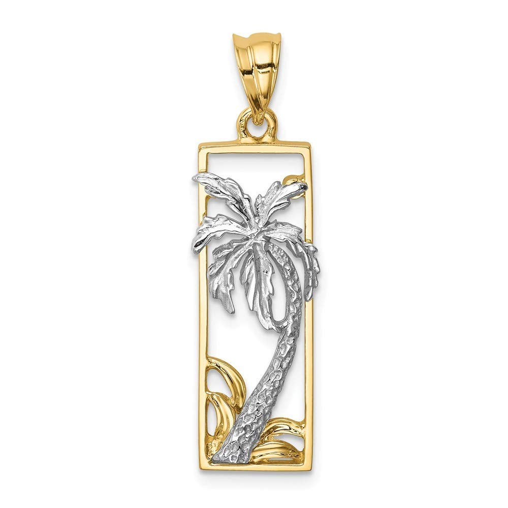 14K Two-Tone Gold Palm Tree Pendant Necklace for Women - Elegant Beach Jewelry Gift for Her, Perfect for Vacation, Summer Parties & Tropical Getaways
