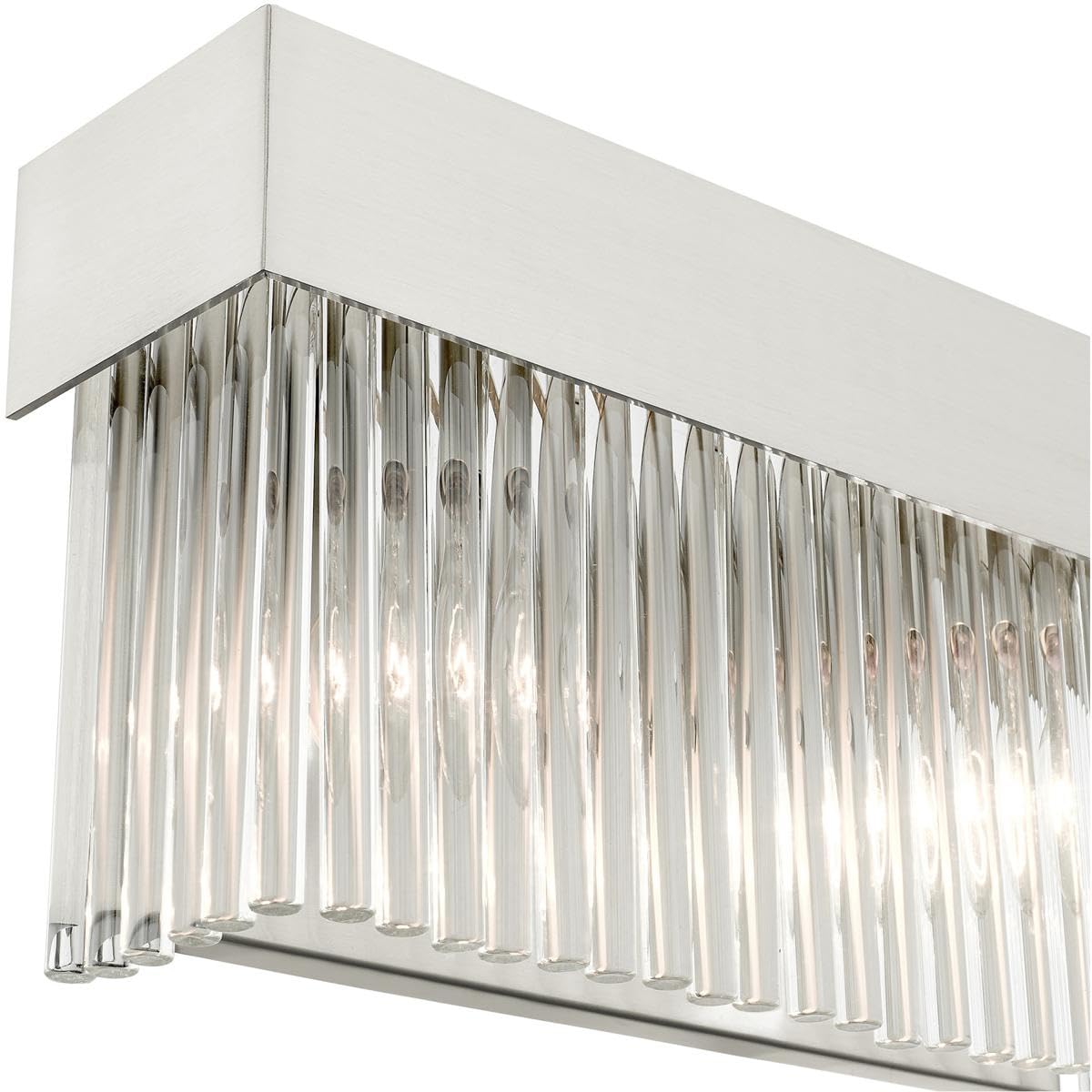 Livex Lighting 15712-91 Brushed Nickel Bathroom Vanity Light Fixture - 2 Lights, Modern Sconce for Bathroom Mirror, Perfect for Vanity Makeup Area and Powder Room Lighting