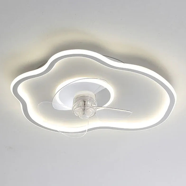 Modern White Irregular Ceiling Fan with LED Light - Energy Efficient Cooling & Stylish Lighting for Living Room, Bedroom, or Patio
