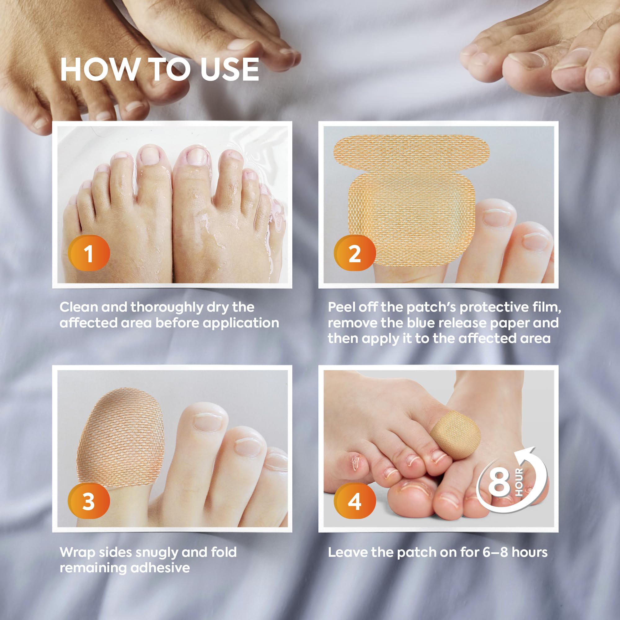 Toenail Fungus Treatment Patches with 1% Tolnaftate - 32 Medicated Nail Renewal Patches for Overnight Fungal Relief | Effective Antifungal Solution for Discolored & Thickened Nails | Perfect for Athletes, Swimmers & Active Lifestyles