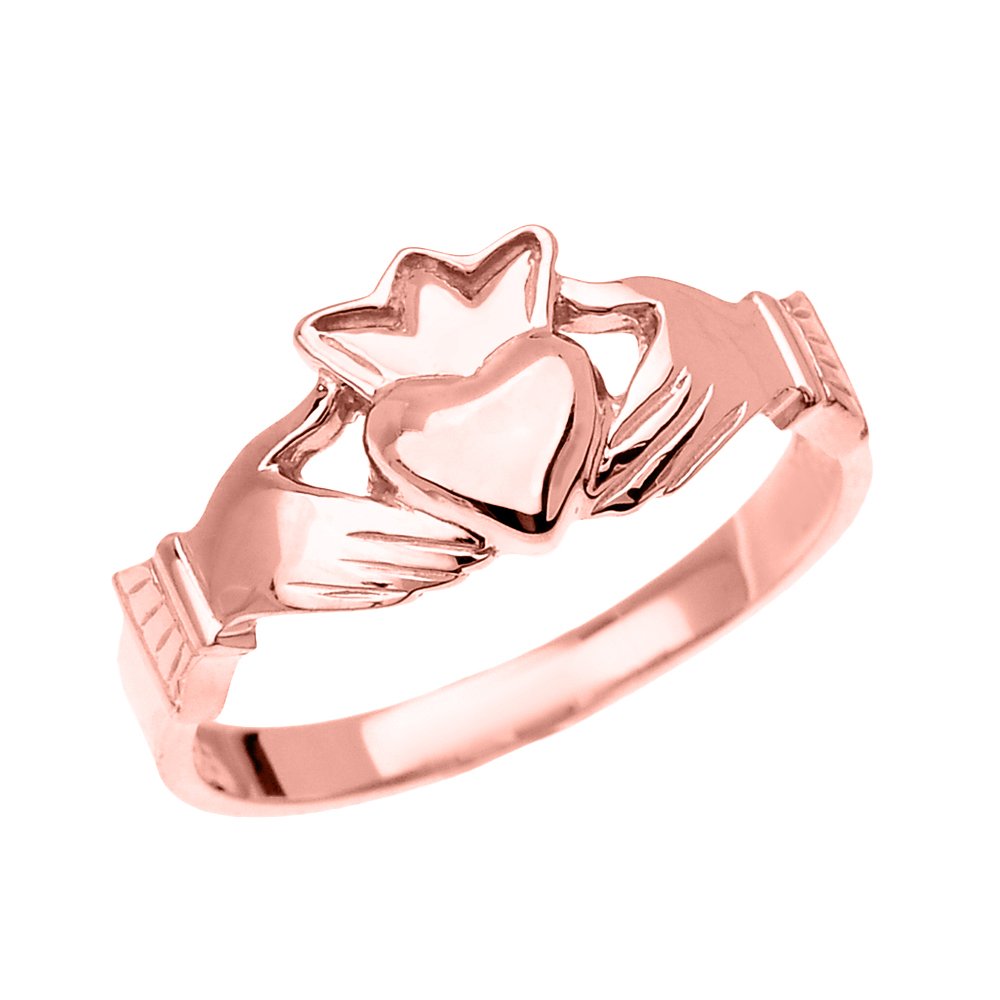 10K Rose Gold Dainty Ladies Claddagh Ring - Elegant Irish Friendship & Promise Ring for Women, Perfect for Anniversaries, Weddings & Special Occasions