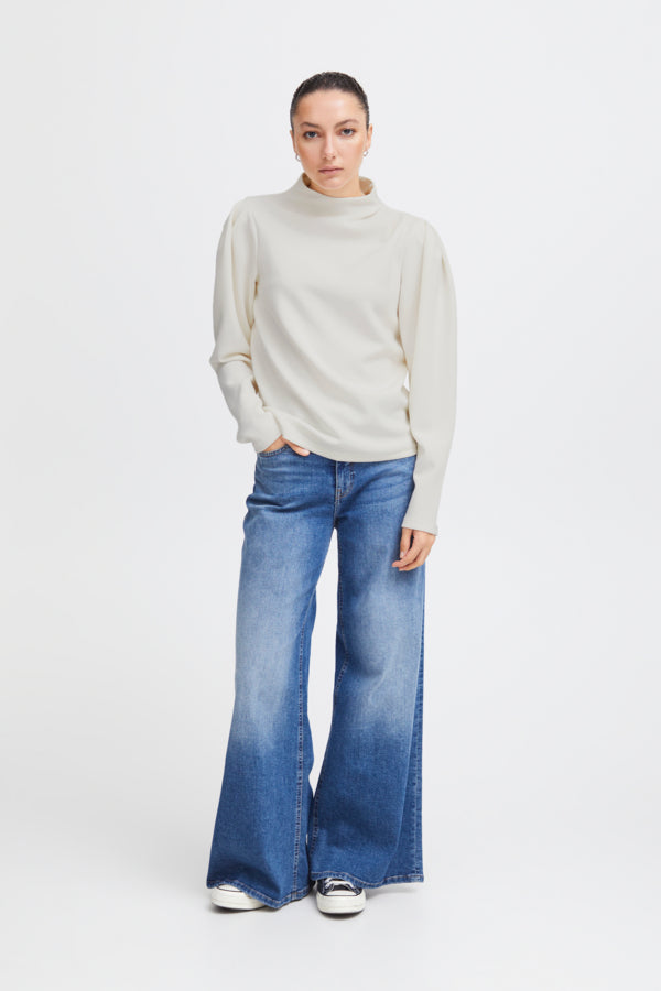 Naida Women's Long Sleeve T-Shirt - Soft Cotton Basic Top (White) - Perfect for Casual Wear, Layering & Everyday Outfits