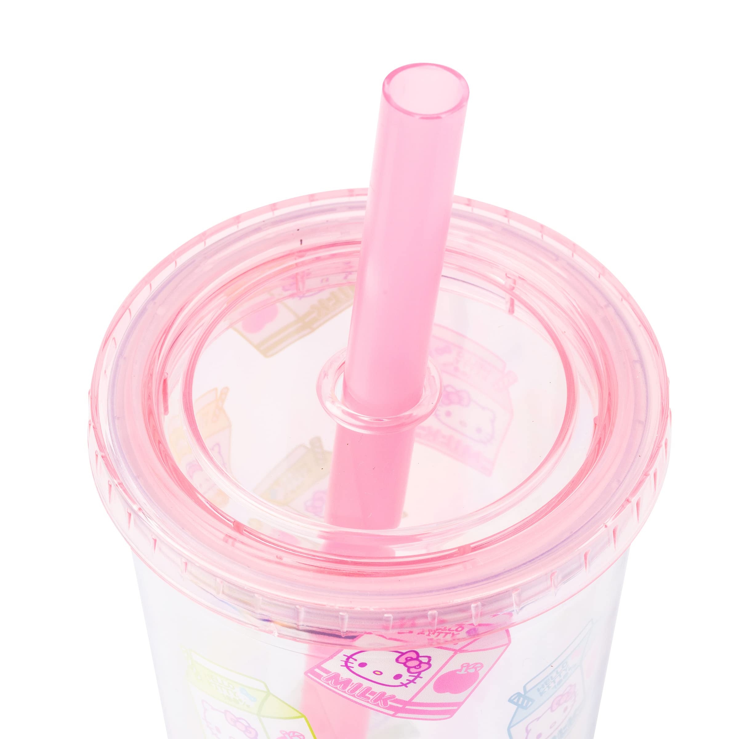 Sanrio Hello Kitty 24oz Plastic Boba Tumbler with Lid & Wide Straw - Cute Milk Carton Design for Bubble Tea, Iced Coffee & Summer Drinks | Kawaii Aesthetic Cup for School, Office & Travel