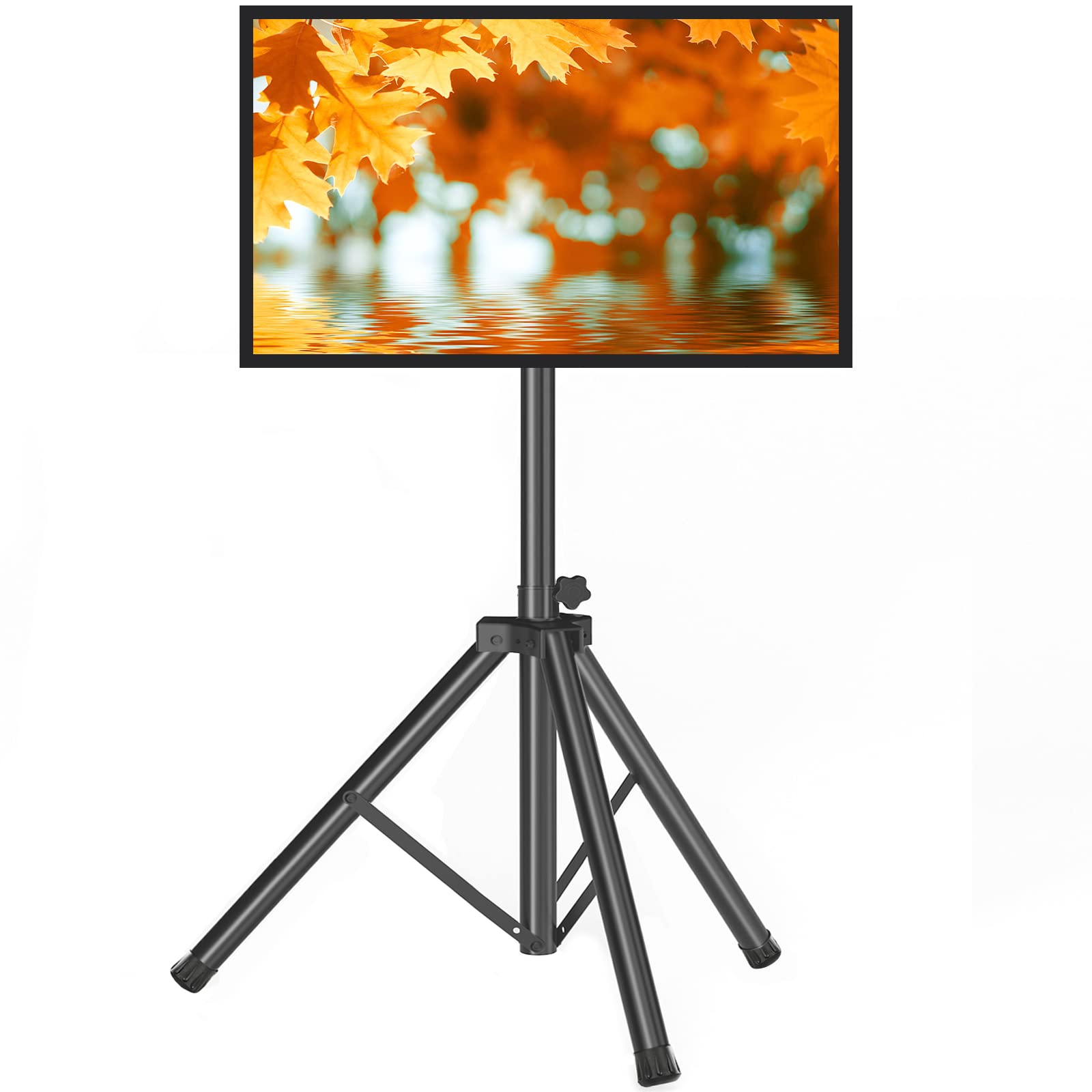 Heavy Duty Tripod TV Stand for 23-75 Inch Flat & Curved TVs - Adjustable Height Outdoor TV Mount with ±15° Tilt, 100 lbs Capacity & Safety Lock - Universal VESA 600x400mm - Perfect for Patio, Backyard, Camping & Tailgating - Black