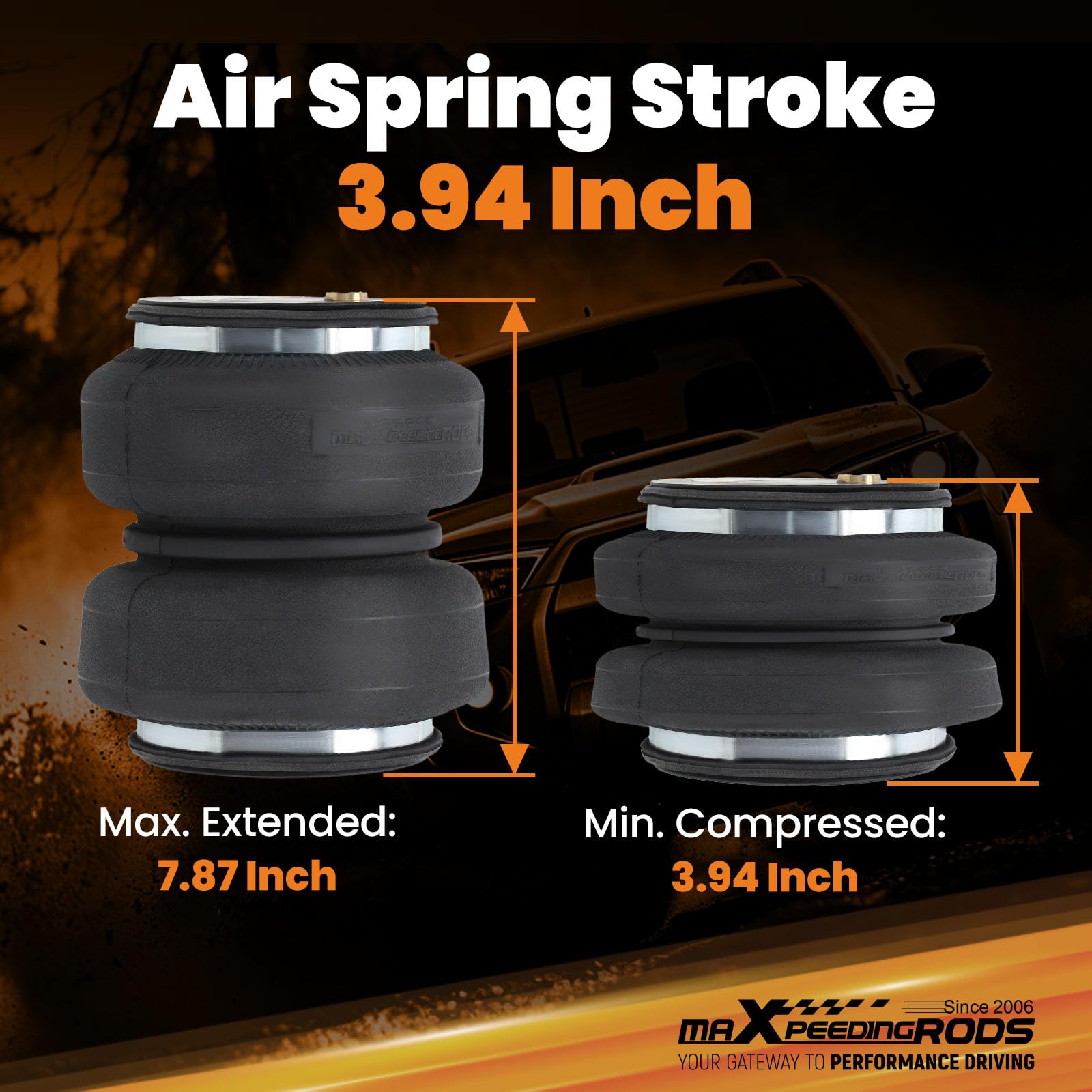 Maxpeedingrods 5000 lbs Heavy Duty Air Helper Spring Bags with Air Fittings - Universal Fit for Ford, Dodge, Chevy & GMC Trucks - G 1/8