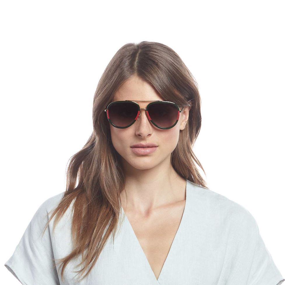Gucci GG0062S Aviator Sunglasses - Polarized UV Protection Lenses for Men & Women - Fashion Luxury Eyewear for Driving, Travel & Outdoor Activities
