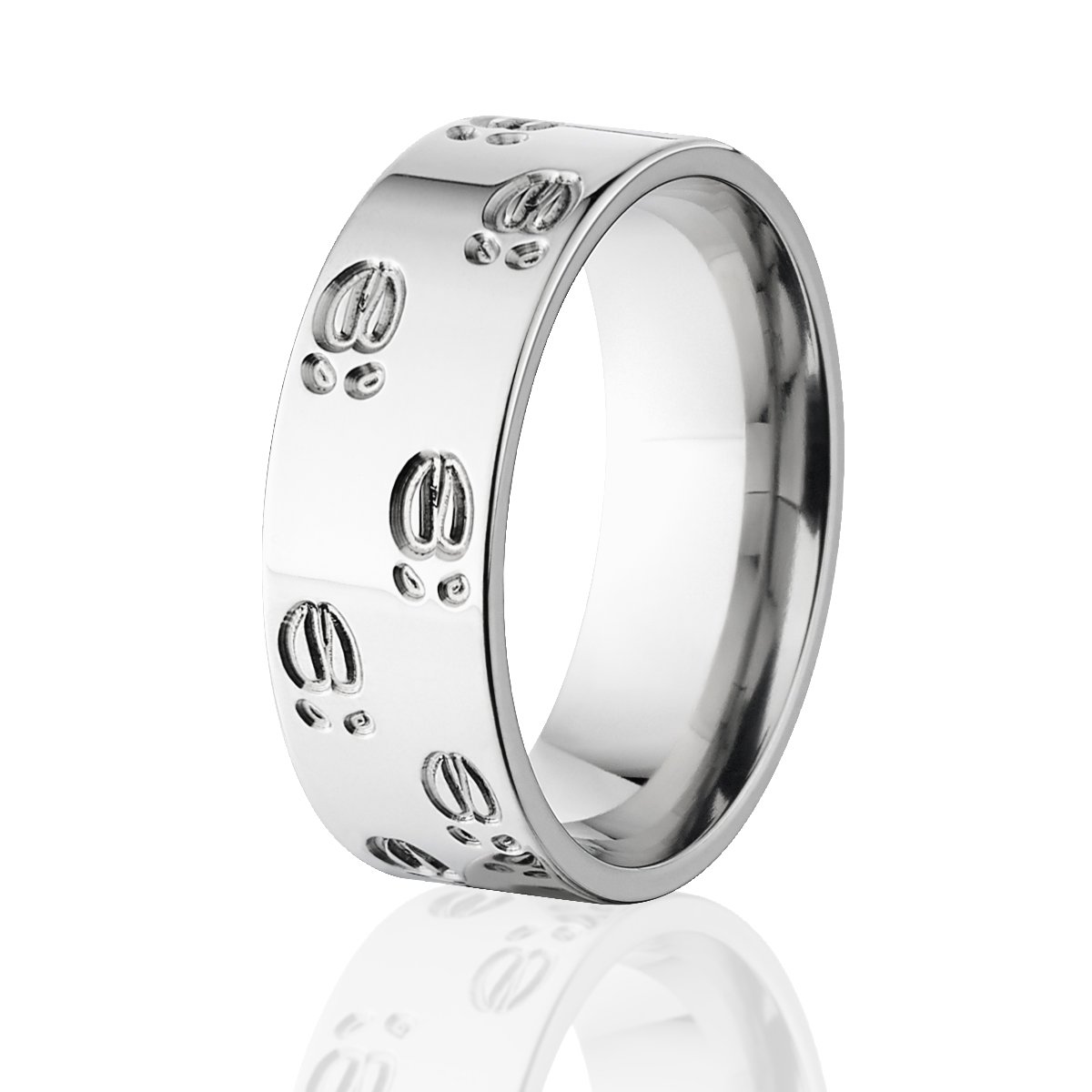 Elk Track Ring Titanium Band for Men - USA Made Hunting Jewelry with Animal Track Design - Perfect for Outdoor Enthusiasts & Nature Lovers