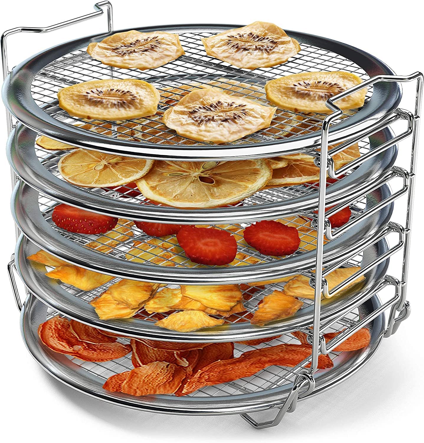 Stackable Reversible Stainless Steel Dehydrator Rack for Ninja Foodi Pressure Cooker & 6.5/8 Qt Air Fryer - Durable Sduck Accessories for Drying Fruits, Vegetables & Jerky | Perfect for Healthy Snacks & Meal Prep