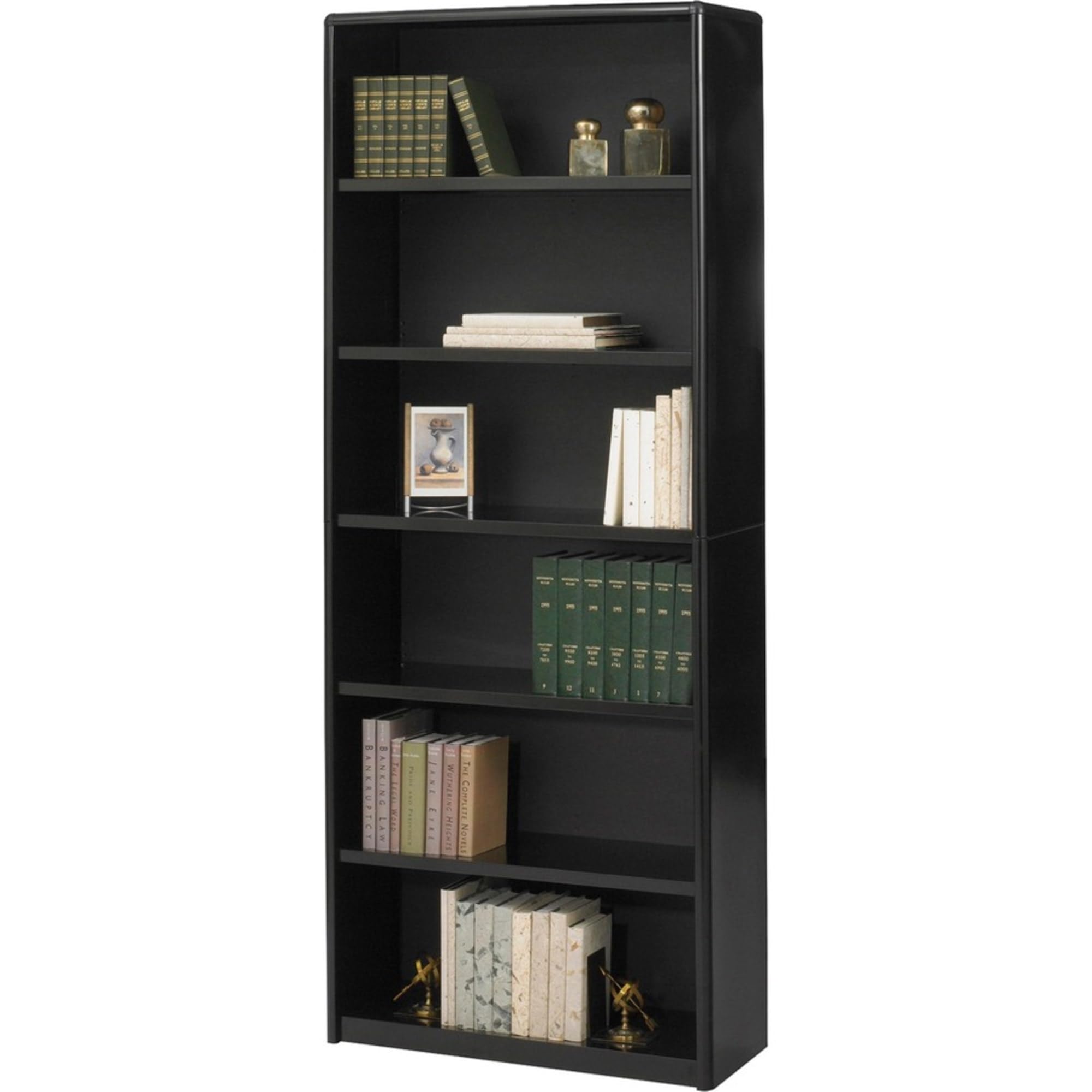 Safco Products ValueMate 6-Shelf Black Bookcase (7174BL) - Durable Storage Solution for Office, Home & Classroom Organization