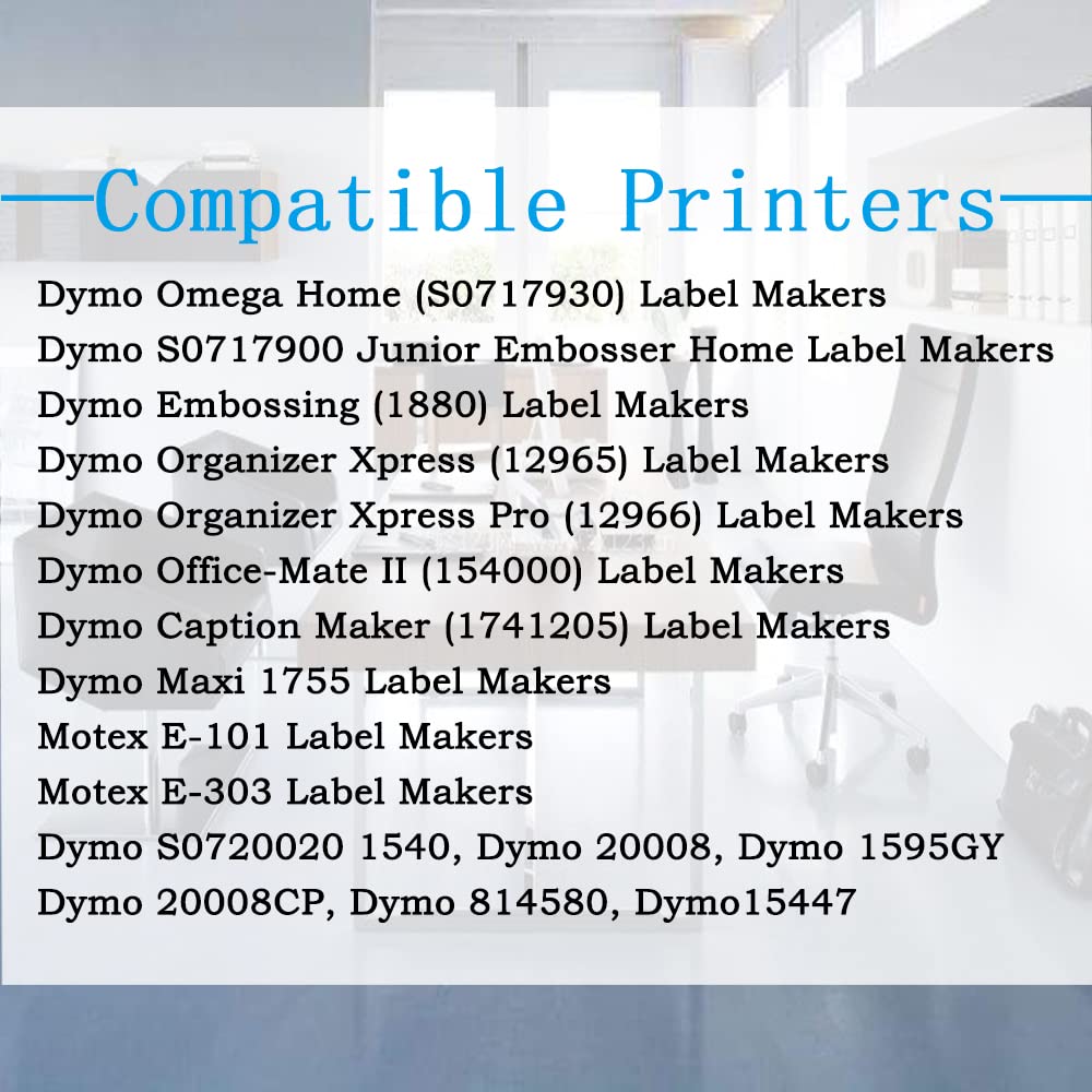 6-Pack Blue Dymo 3D Embossing Label Tape Refills - Compatible with Organizer Xpress Pro, Motex, Omega Home, Junior Embosser & Office-Mate II Label Makers - Perfect for Home, Office & Craft Organization
