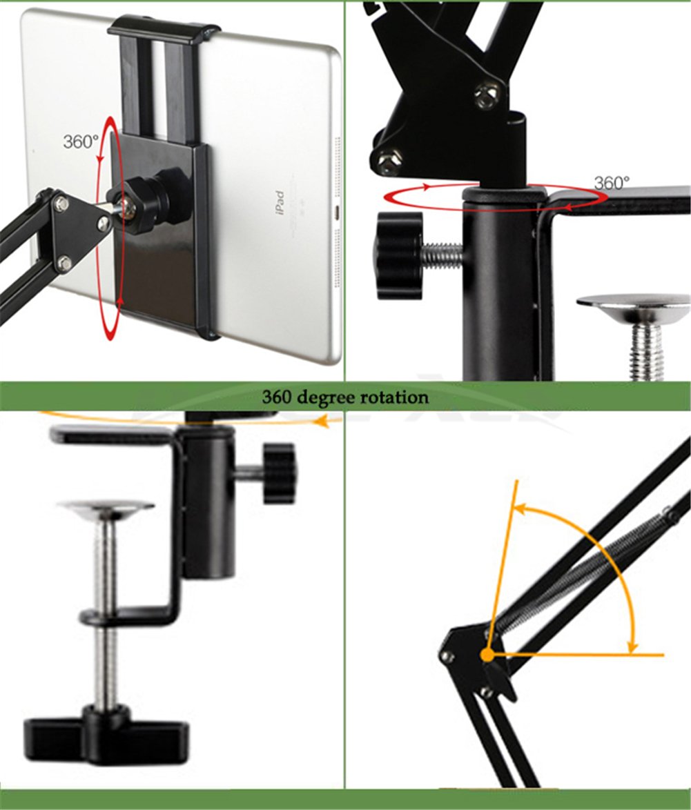 Adjustable Metal Tablet Stand Holder for iPad & Phone - 360° Rotating, 4-10.6