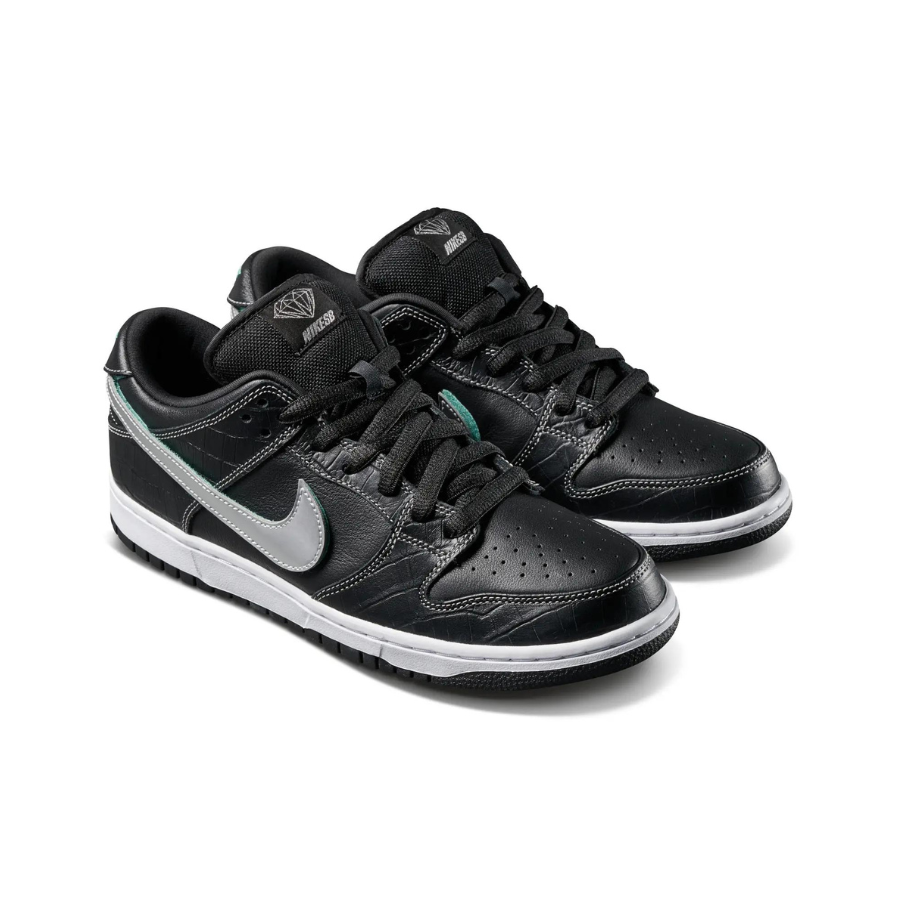 Nike SB Dunk Low Diamond Supply Co. Black Diamond Black Chrome Tropical Twist Sneakers - Men's Skateboarding Shoes for Streetwear & Casual Wear
