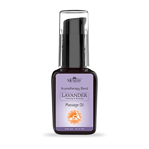 Mexmy Feel Eighteen Lavender Calming & Relaxing Massage Oil for Skin and Hair - Anti-Dandruff Treatment, Full Body Aromatherapy - Romantic, Exotic & Mystic Scent for Men & Women - 50ml (1 pc) | Perfect for Couples Massage, Spa Nights & Stress Relief