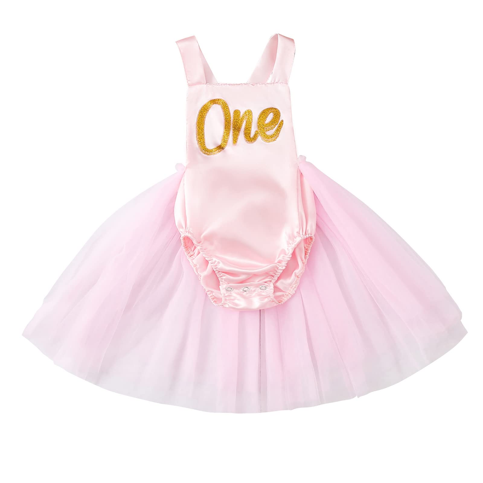 Newborn Baby Girl Romper Outfit - 1st Birthday Party Princess Dress with Mesh Skirt | Soft Infant Romper Clothes for Special Occasions, Photo Shoots & Family Gatherings