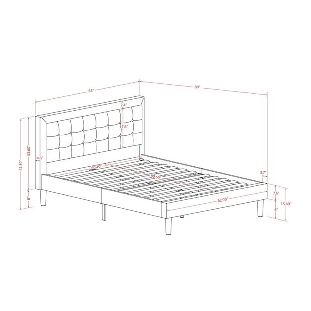 East West Furniture FN08Q-1VL13 2-Piece Queen Bed Set with Wood Frame & Nightstand - Durable Beige Linen Fabric - Perfect for Master Bedrooms, Guest Rooms & Cozy Home Decor