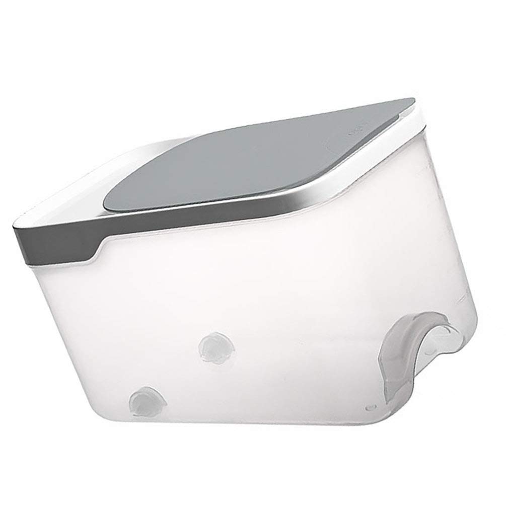 Hemoton 5KG Airtight Plastic Food Storage Container - Rice, Flour & Dry Grain Bin with Secure Lid - 11.5x7x6.8 Inch Kitchen Organizer (Grey) - Perfect for Restaurants, Pantry & Bulk Food Storage