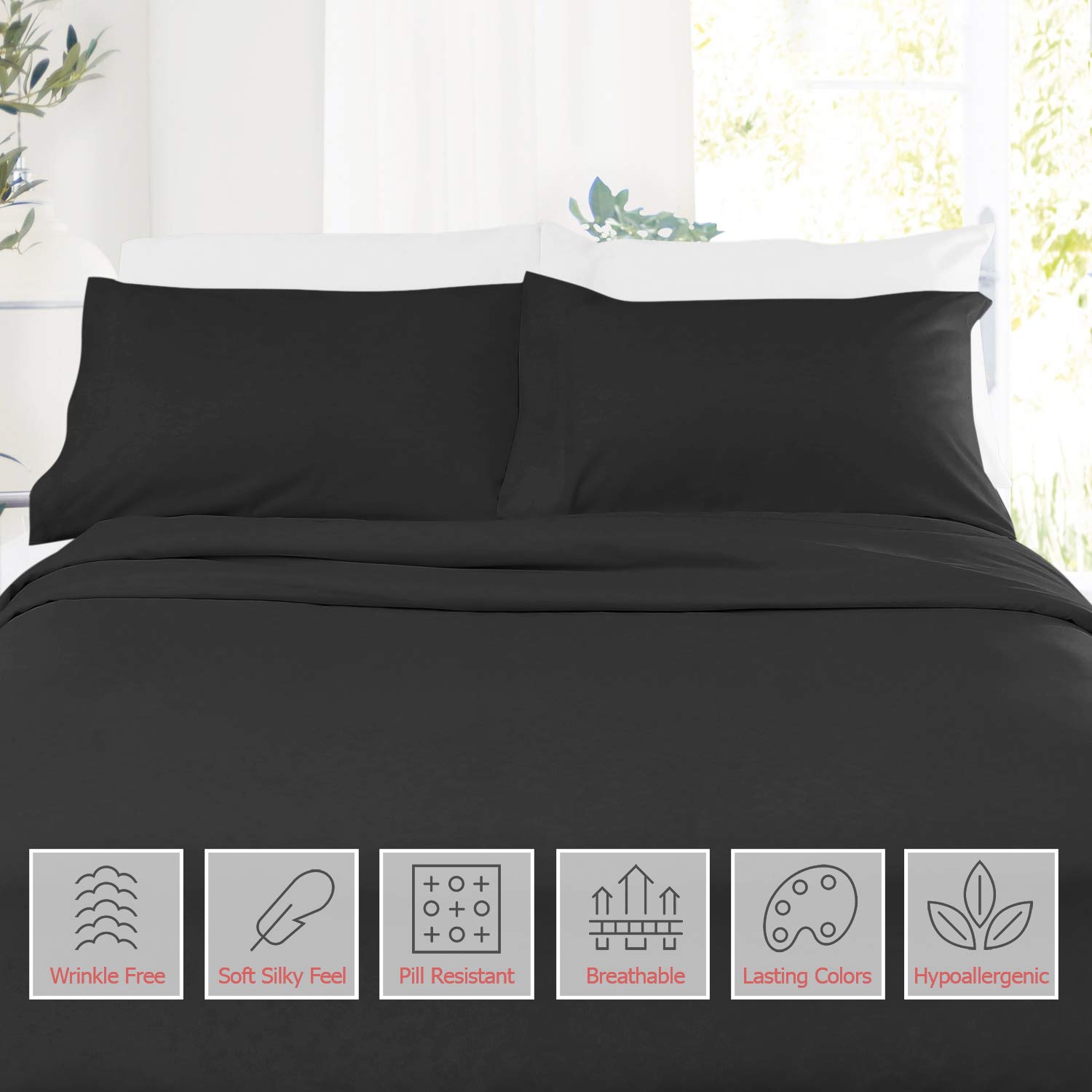 Premium California King Bed Sheet Set - 4 PC Deep Pocket Sheets (8