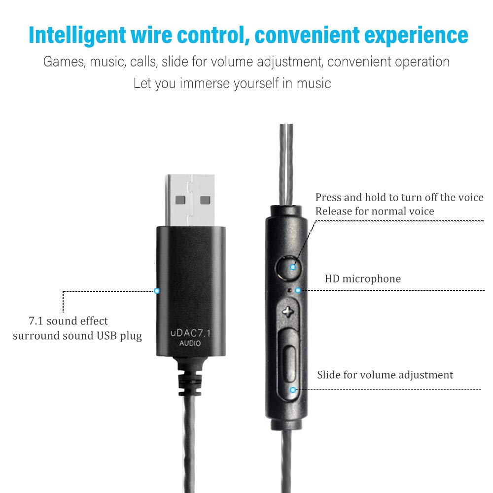 Upgraded U260 USB Headset with Microphone - 2.5m Durable Cable for Laptop & Desktop - Noise Cancelling Wired Earphones for Gaming, Online Meetings, Zoom Calls & Remote Learning