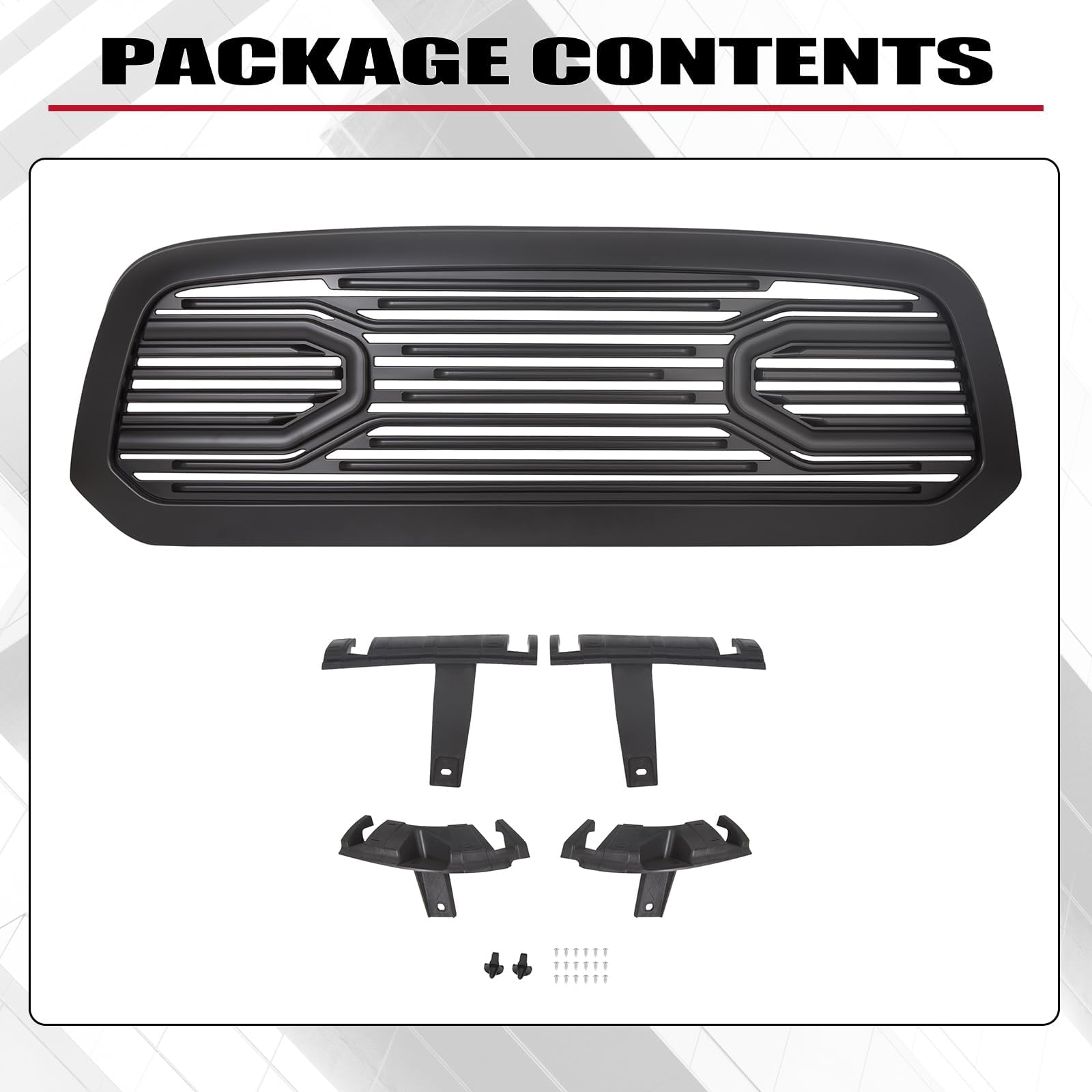 HECASA Front Big Horn Grille Replacement for 2013-2018 Dodge RAM 1500 | Black Shell Design (Without Light) | Durable & Stylish Upgrade for Off-Road & Daily Driving