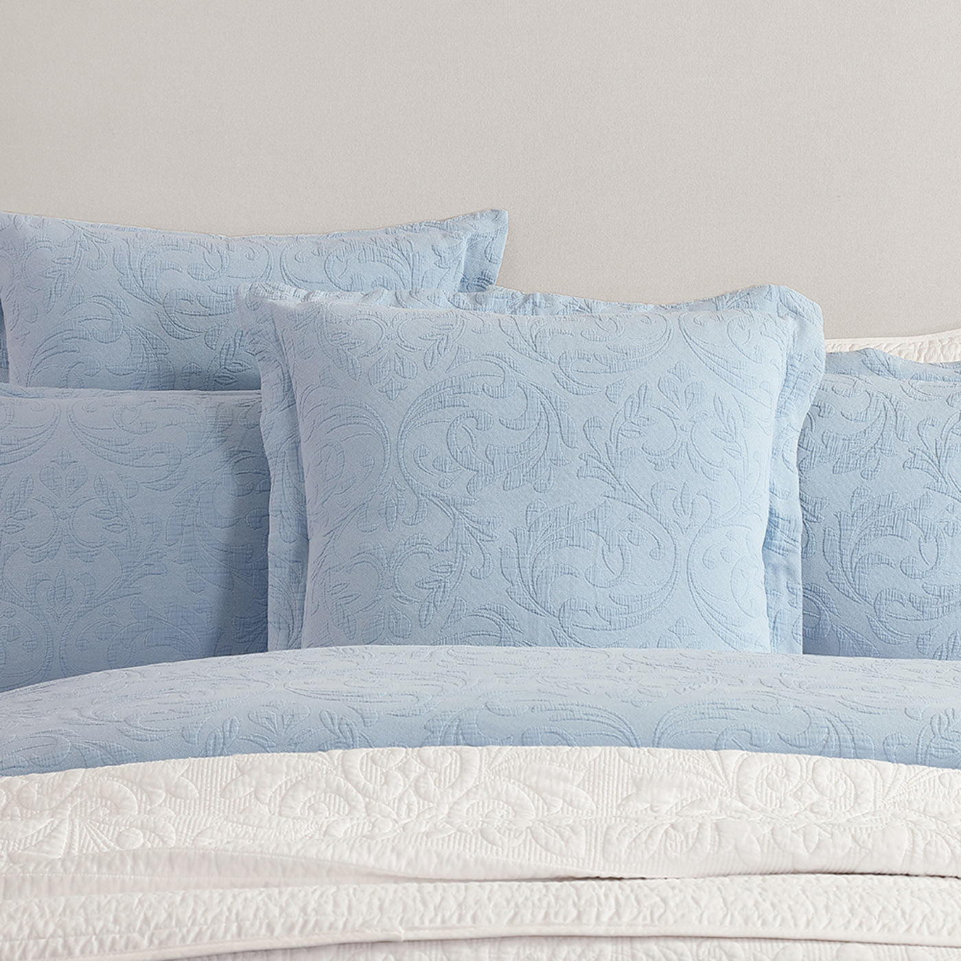 Luxury Marbella Blue European Pillowcase Set - Premium 100% Cotton Bedding for Home Decor & Guest Room - Soft & Breathable Pillow Cover for Ultimate Comfort (Use in Master Bedroom, Hotel, Airbnb)