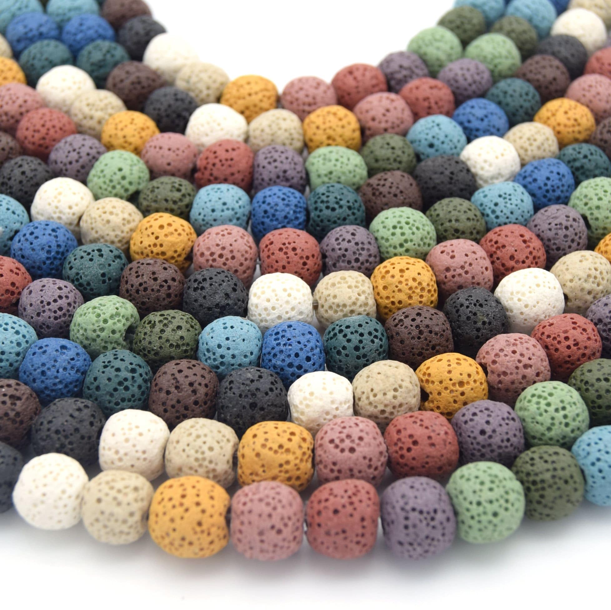 Lava Beads - 18mm Rainbow Multicolor Round Diffuser Beads for Aromatherapy, Essential Oils & Jewelry Making | Perfect for Bracelets, Necklaces & Home Fragrance