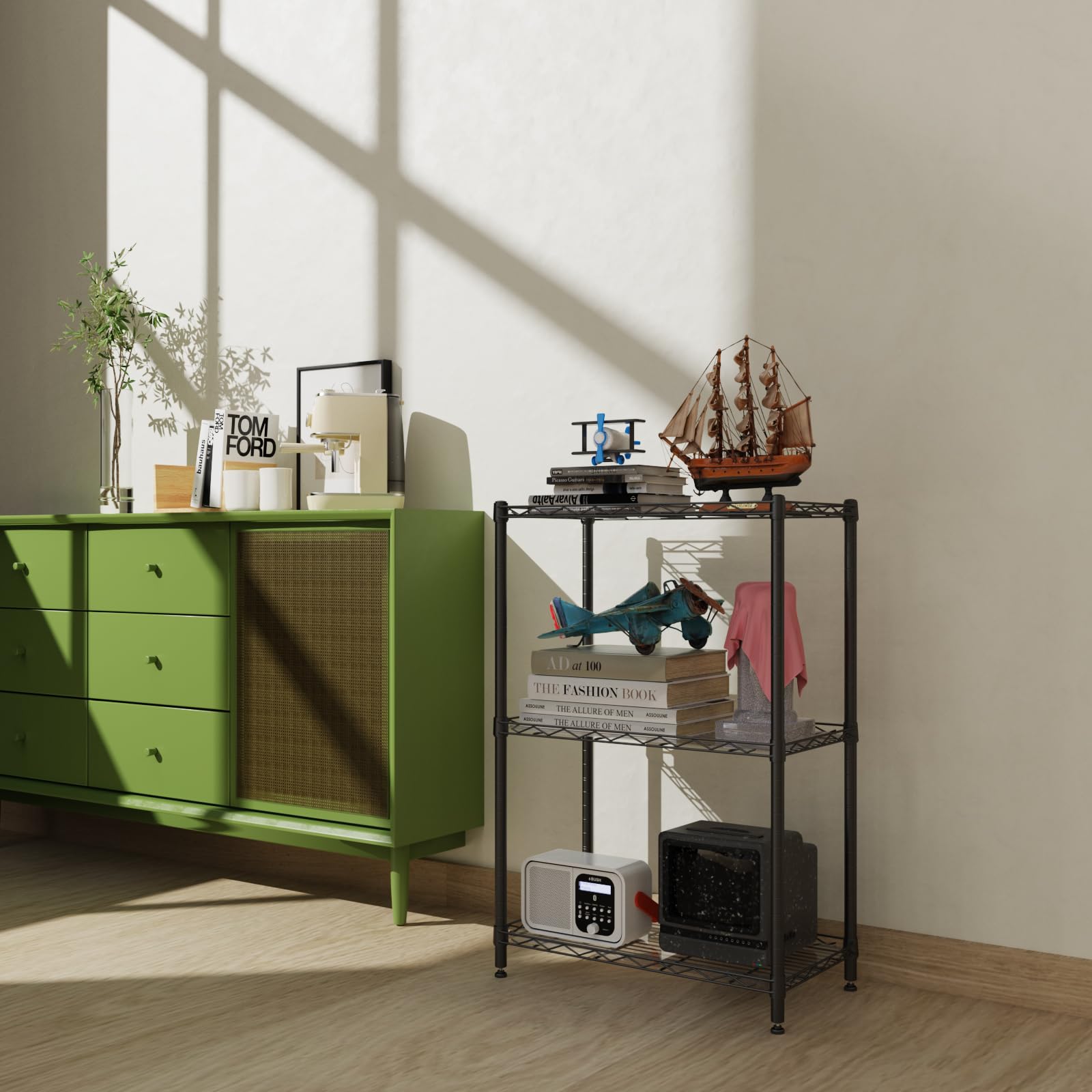 3-Tier Adjustable Metal Wire Shelving Unit - 11.8