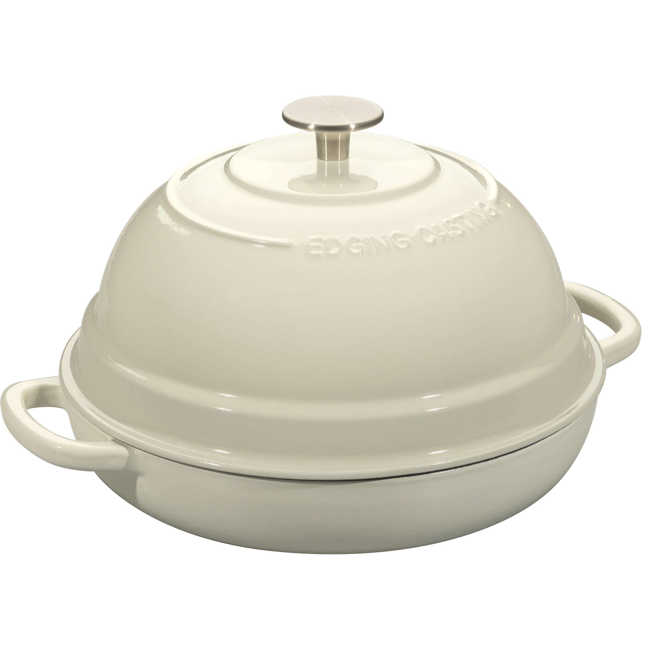 Premium 6 Quart Enameled Cast Iron Dutch Oven with Lid - Perfect for Baking Homemade Sourdough Bread, Artisan Loaves & No-Knead Bread | Round Bread Oven for Camping, Outdoor Cooking & Kitchen Use (White)