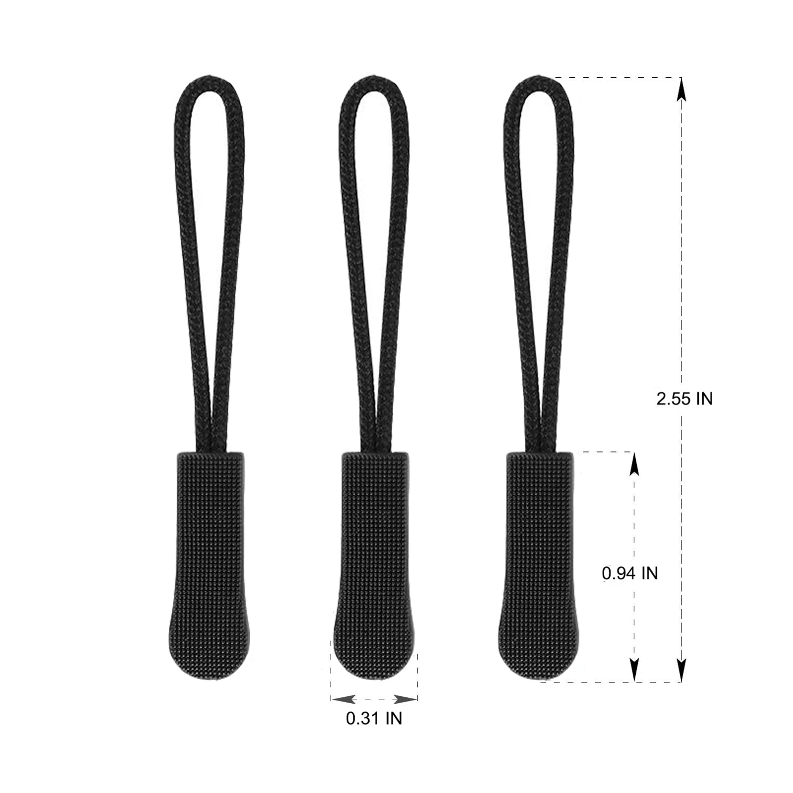 10PCS Black Upgraded Zipper Pulls - Premium Replacement Zipper Tabs & Cord Extenders for Luggage, Backpacks, Jackets, Purses - Durable Fixer for Broken Zippers (Great for Travel, Outdoor Gear & Daily Use)