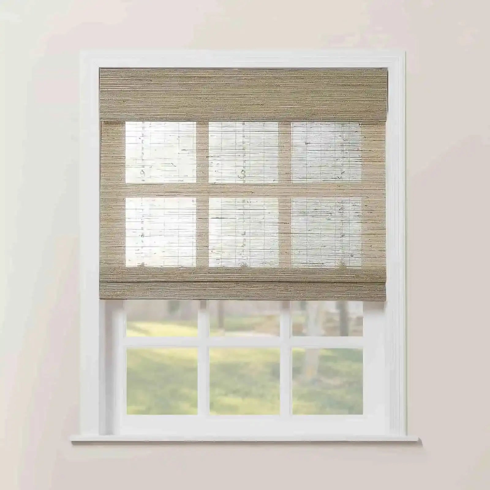 Rae Natural Ramie Flax Woven Wood Shades Series C - Eco-Friendly Window Coverings for Living Room, Bedroom & Office Decor